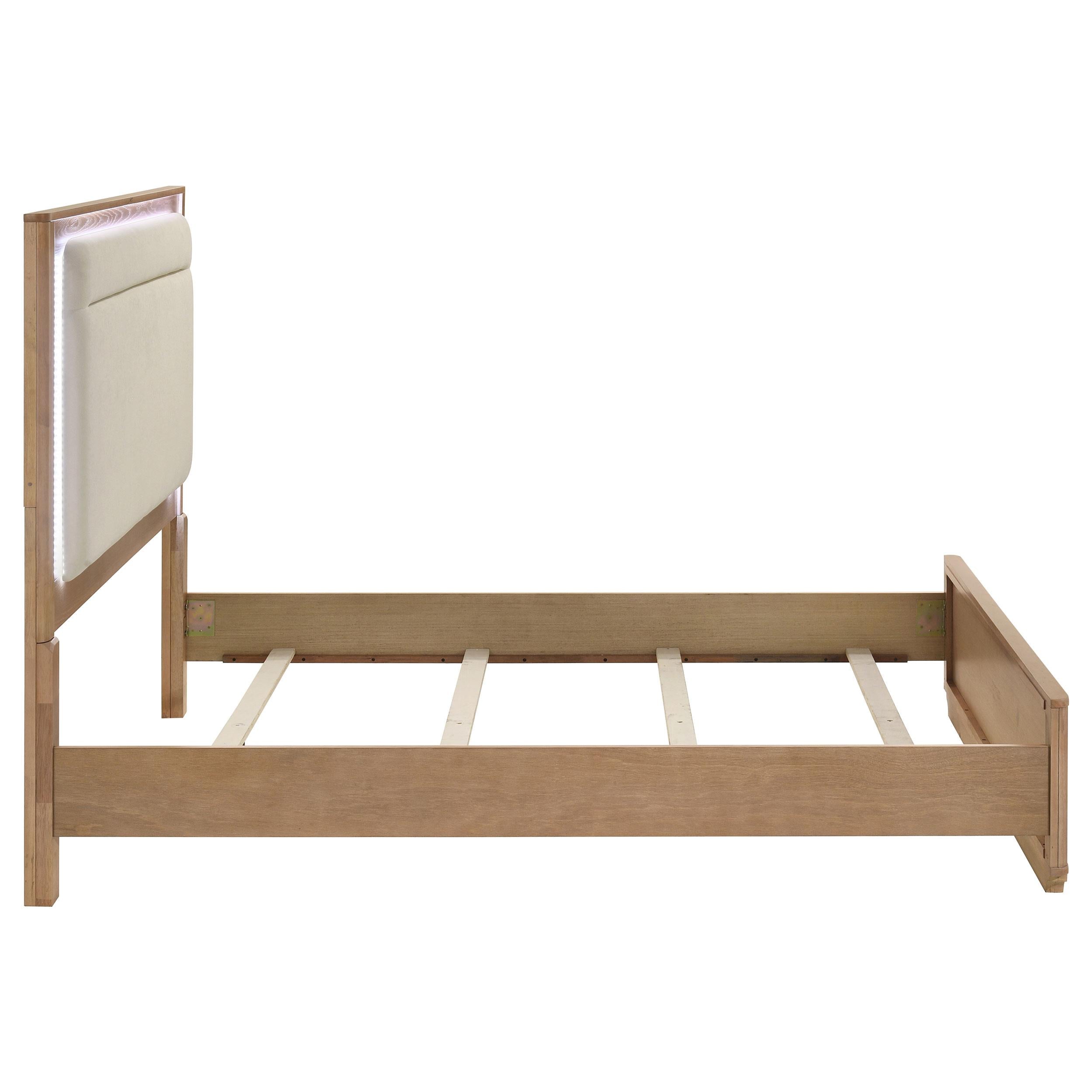  Coaster Furniture Leanne 223131Q Queen LED Panel Bed - Off White/Light Oak IMAGE 5