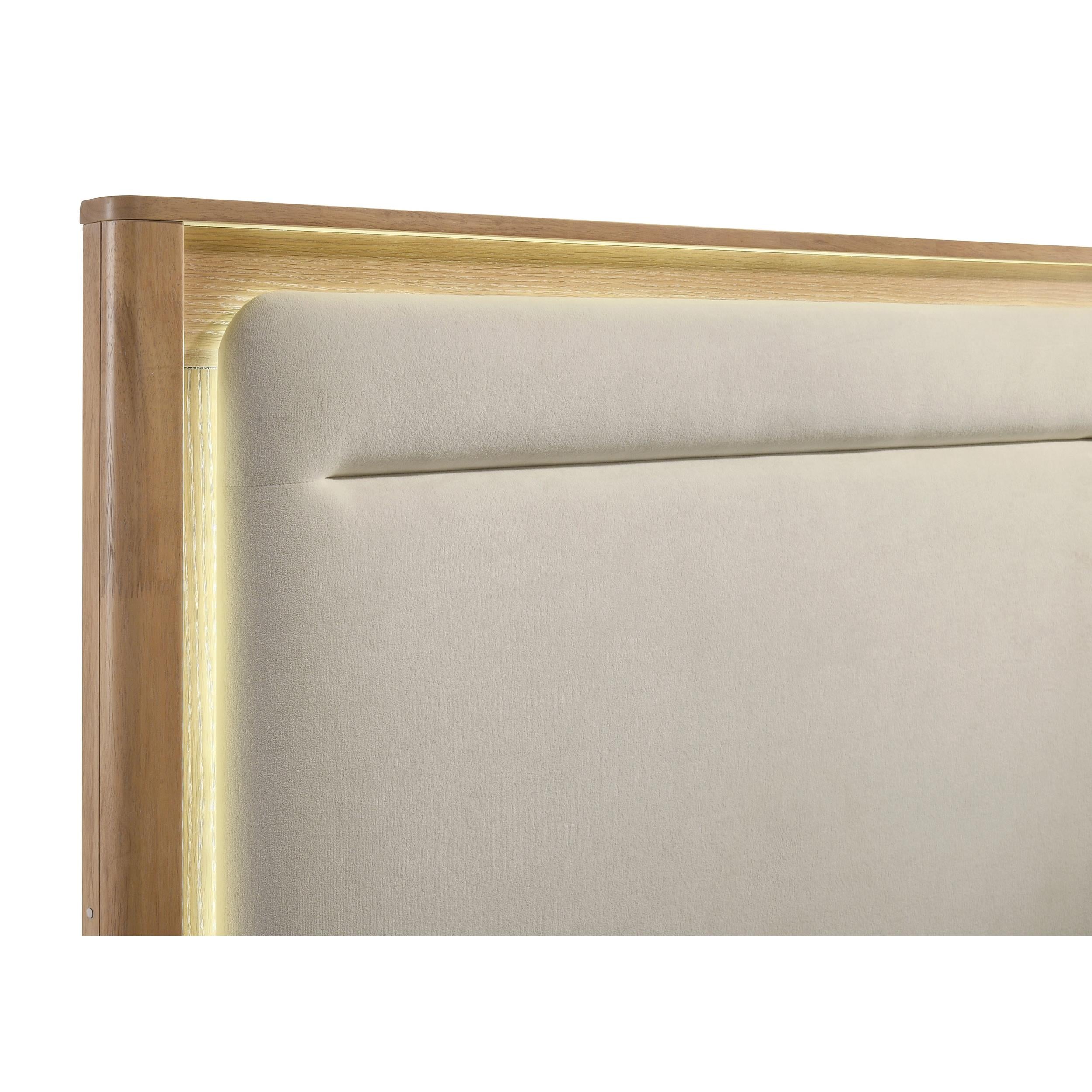  Coaster Furniture Leanne 223131Q Queen LED Panel Bed - Off White/Light Oak IMAGE 7