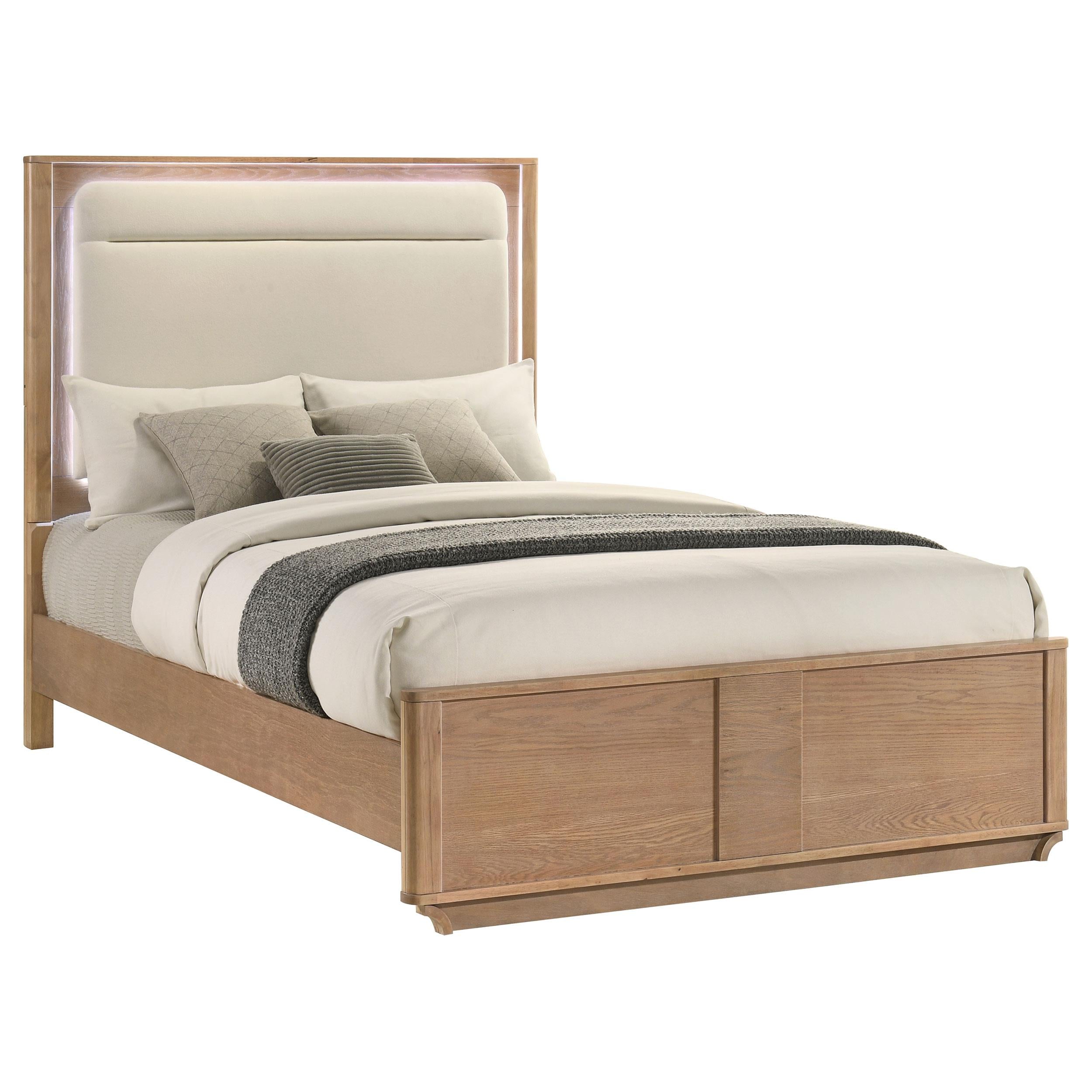  Coaster Furniture Leanne 223131Q Queen LED Panel Bed - Off White/Light Oak IMAGE 8