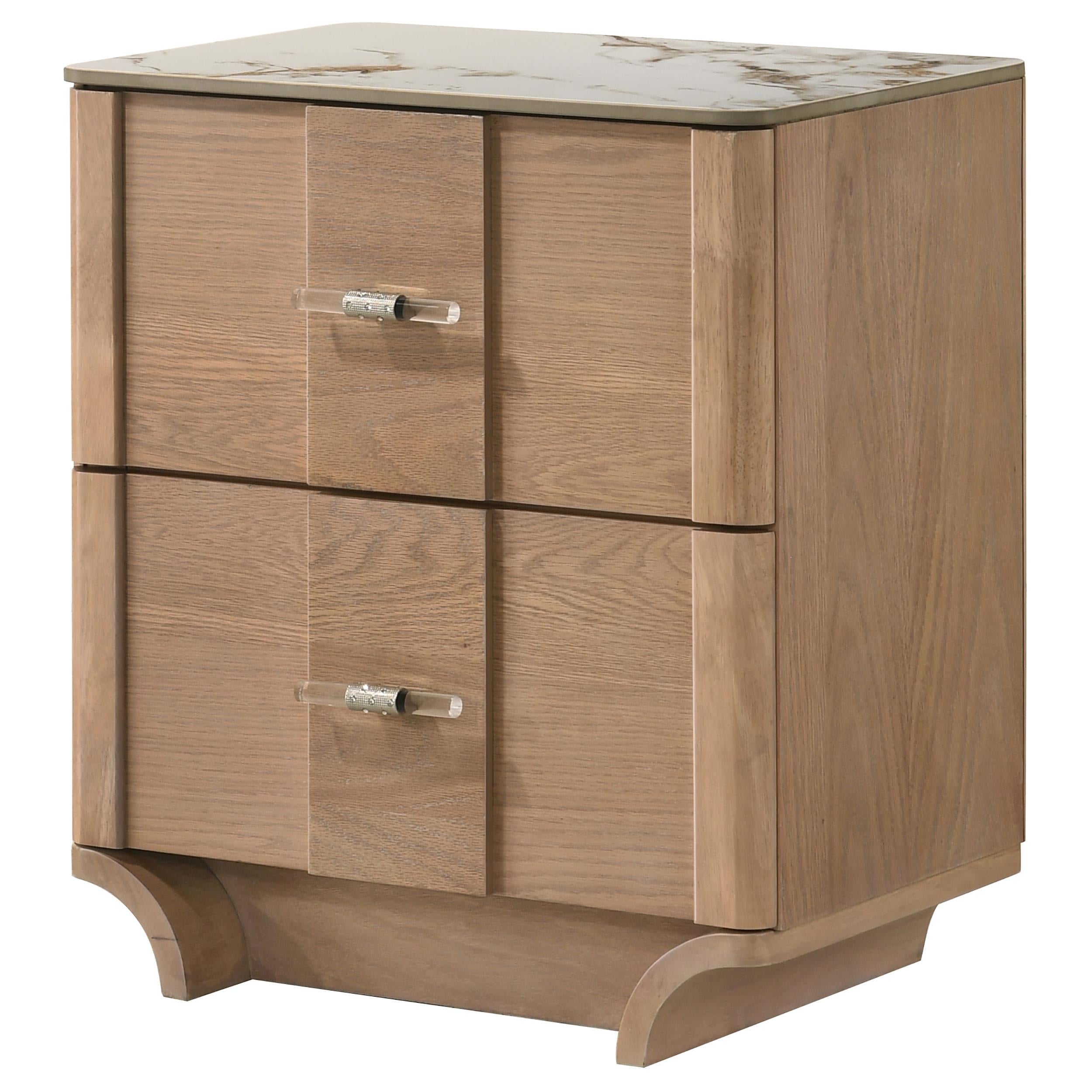  Coaster Furniture Leanne 223132 2-drawer Sinter Stone Top Nightstand - Light Oak IMAGE 10