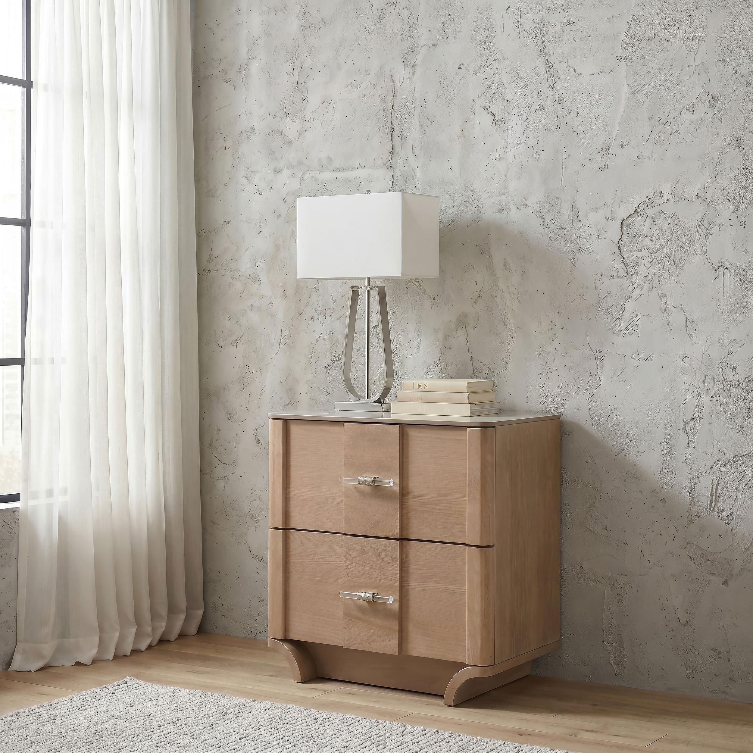  Coaster Furniture Leanne 223132 2-drawer Sinter Stone Top Nightstand - Light Oak IMAGE 2
