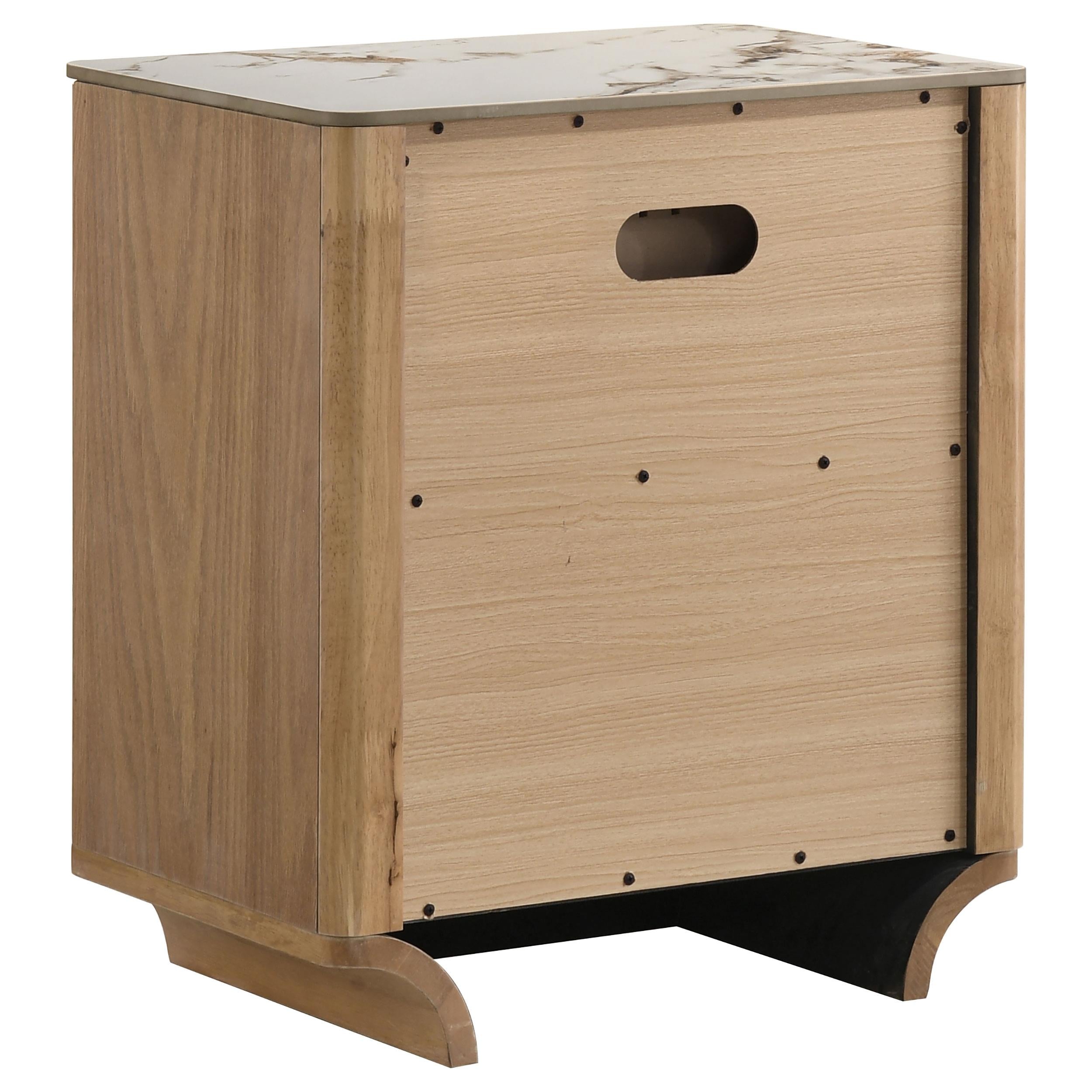  Coaster Furniture Leanne 223132 2-drawer Sinter Stone Top Nightstand - Light Oak IMAGE 3
