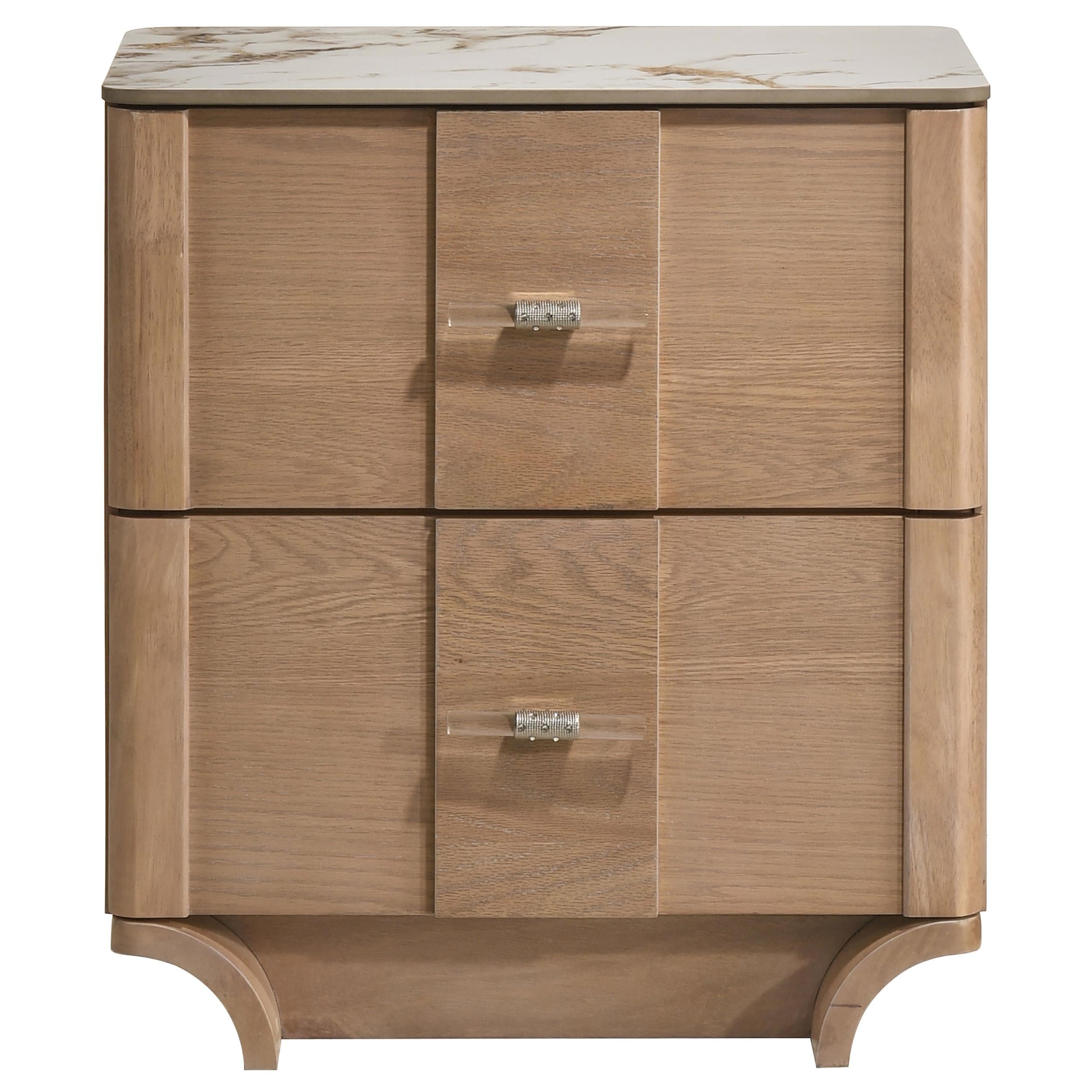  Coaster Furniture Leanne 223132 2-drawer Sinter Stone Top Nightstand - Light Oak IMAGE 7