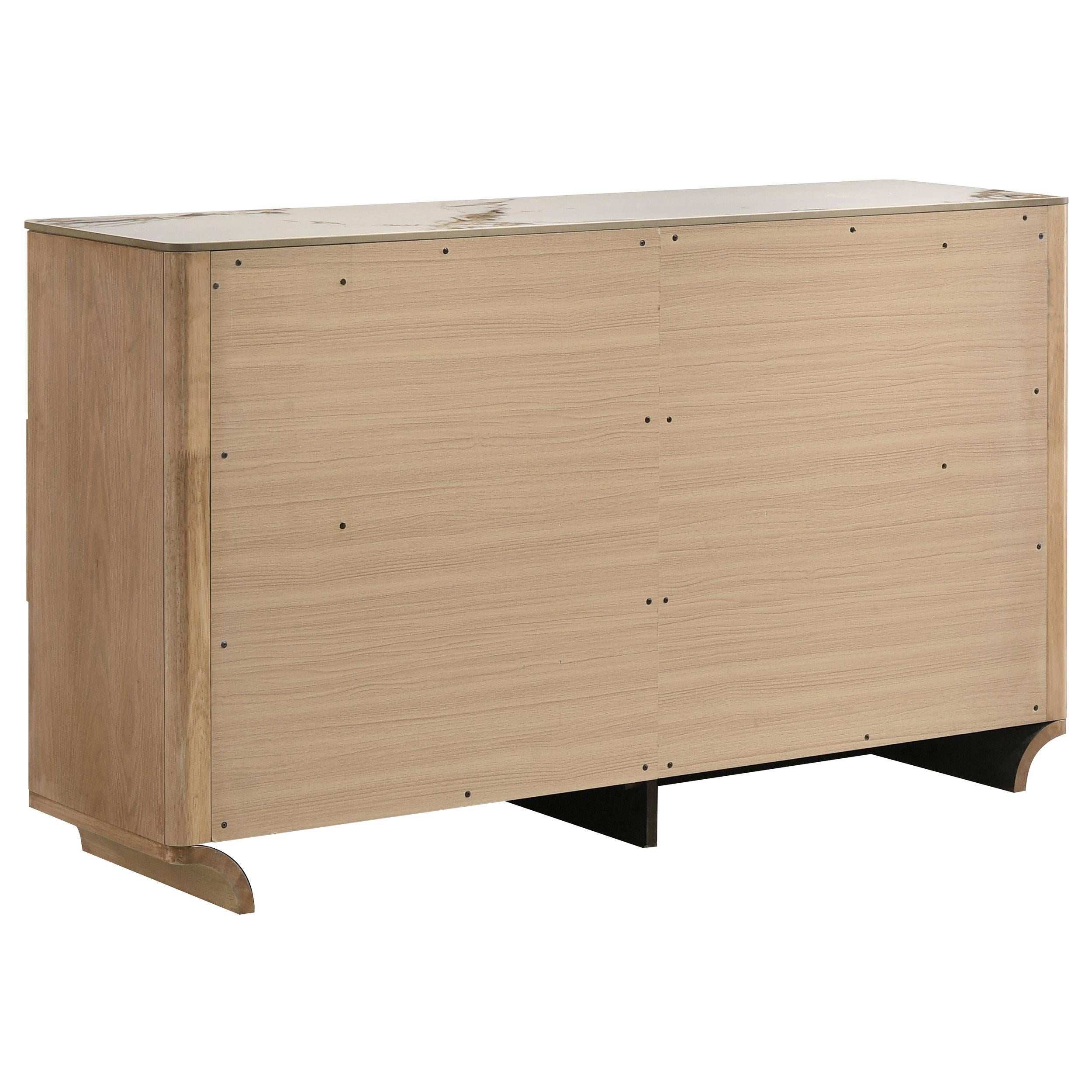  Coaster Furniture Leanne 223133 6-drawer Sinter Stone Top Dresser Cabinet - Light Oak IMAGE 3