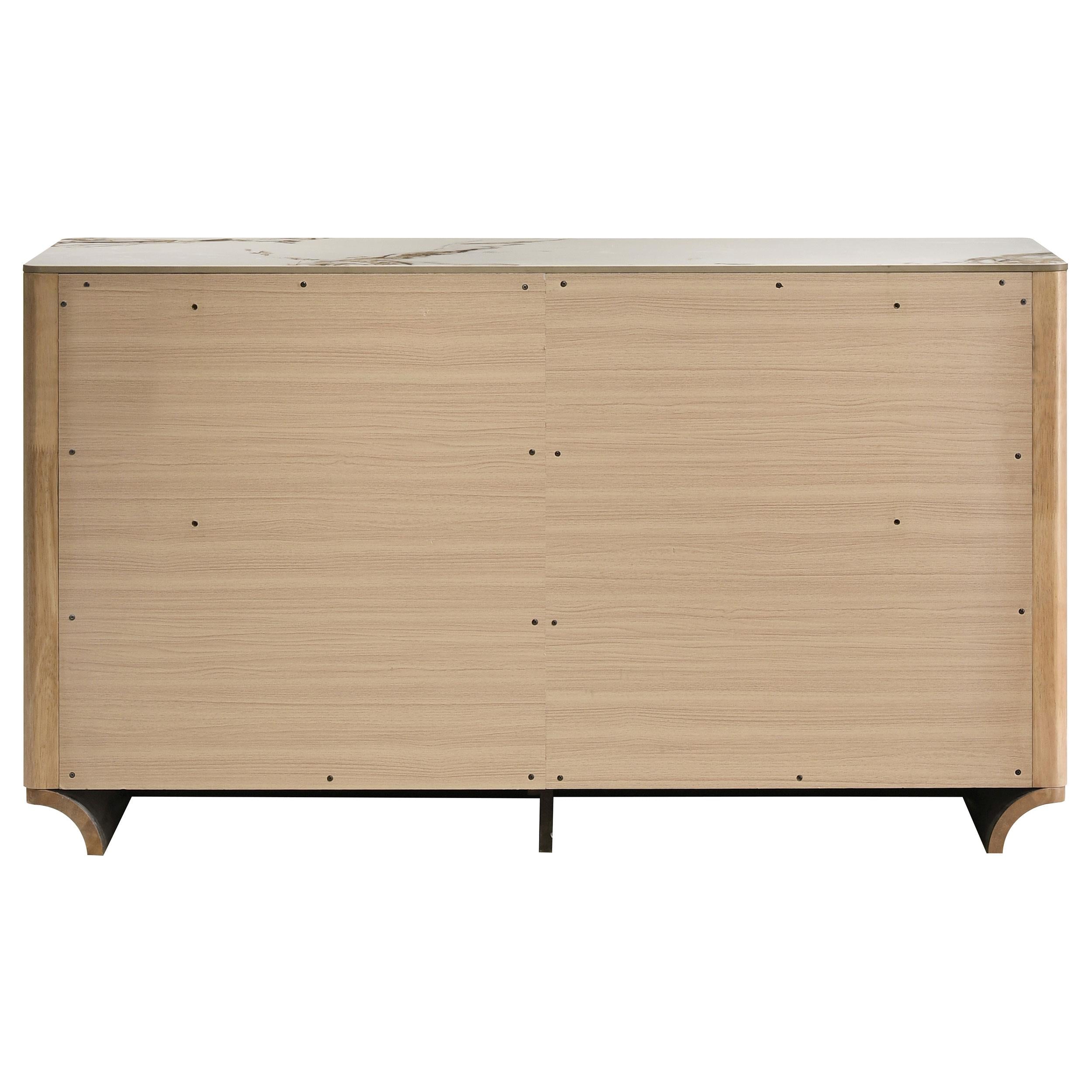  Coaster Furniture Leanne 223133 6-drawer Sinter Stone Top Dresser Cabinet - Light Oak IMAGE 5
