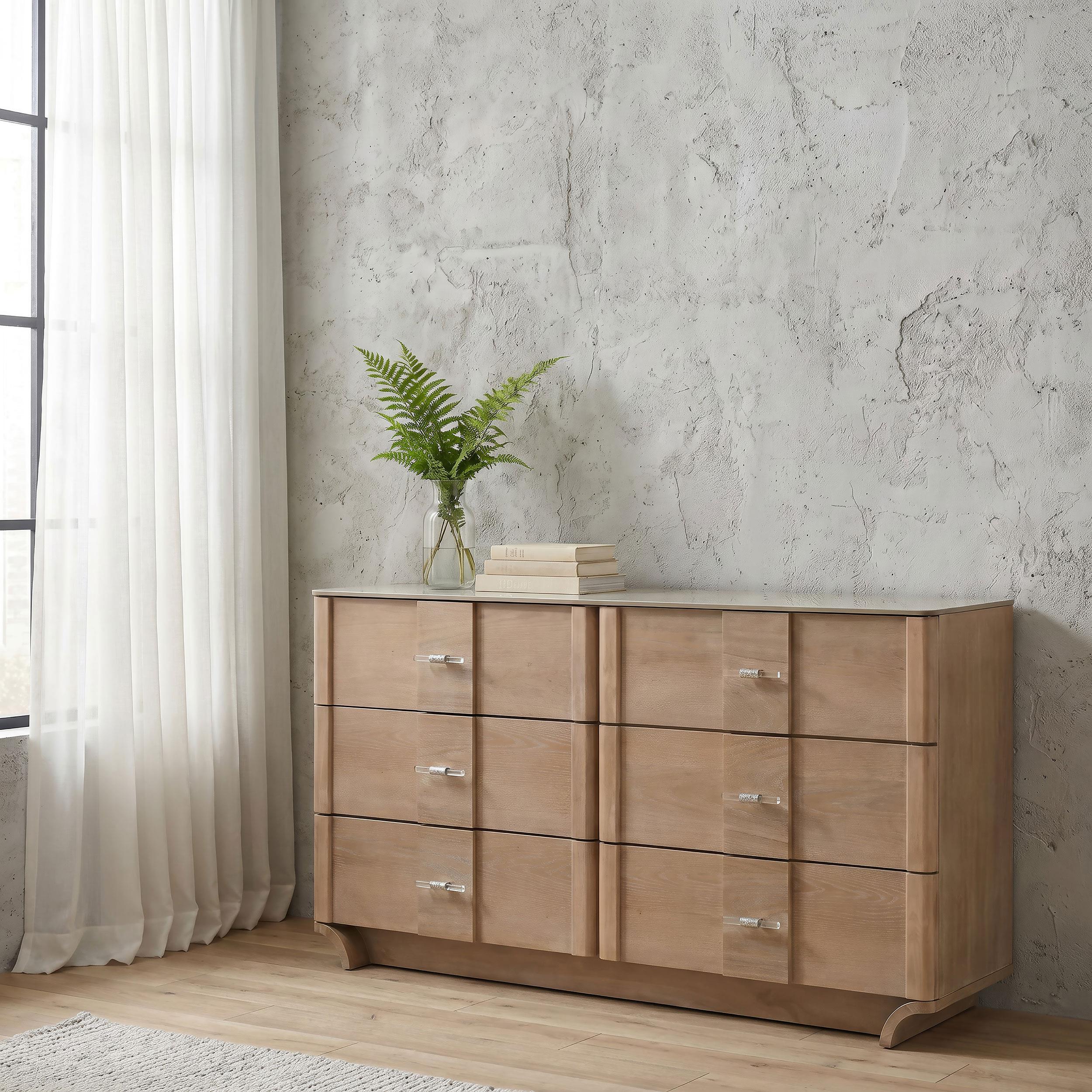  Coaster Furniture Leanne 223133 6-drawer Sinter Stone Top Dresser Cabinet - Light Oak IMAGE 6