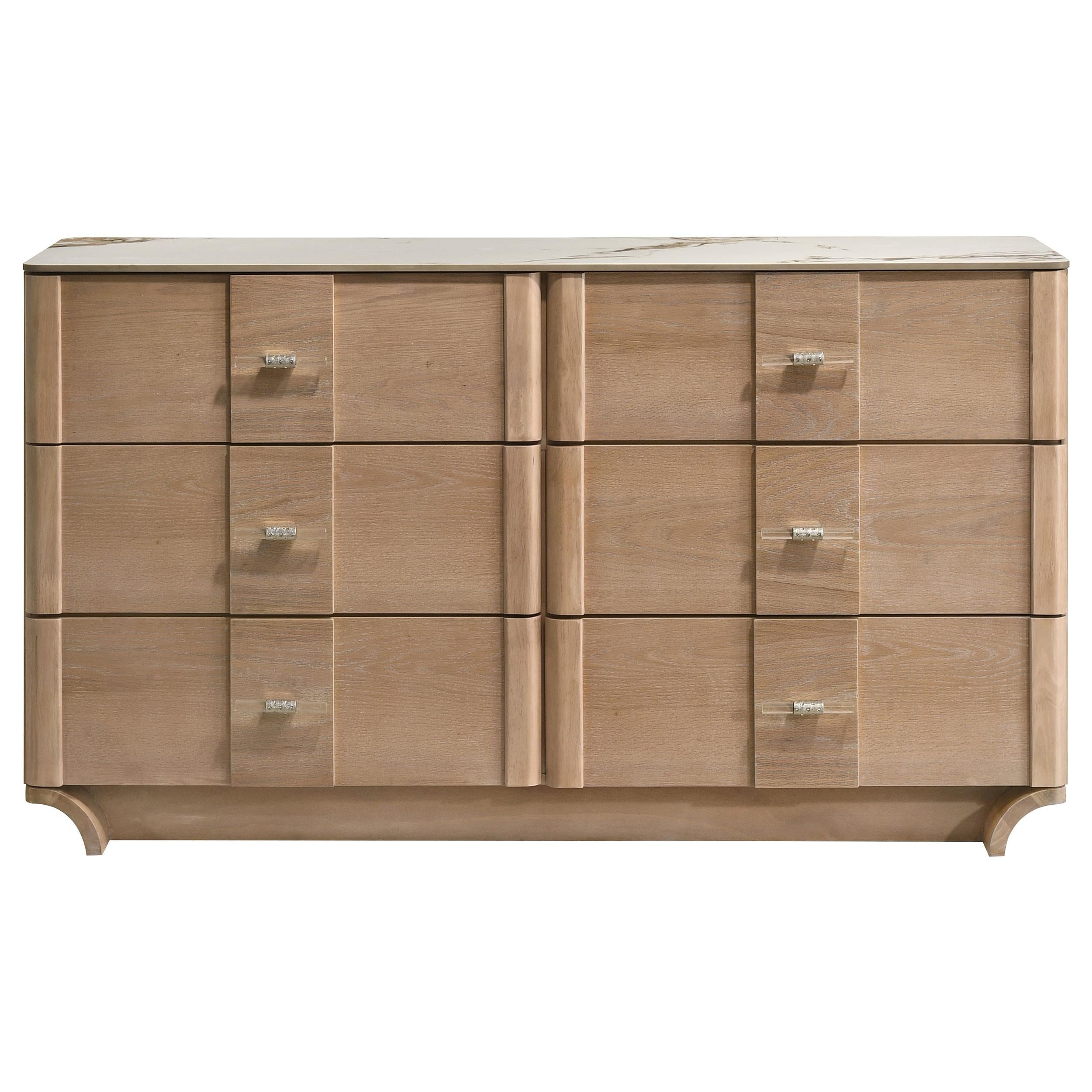  Coaster Furniture Leanne 223133 6-drawer Sinter Stone Top Dresser Cabinet - Light Oak IMAGE 8