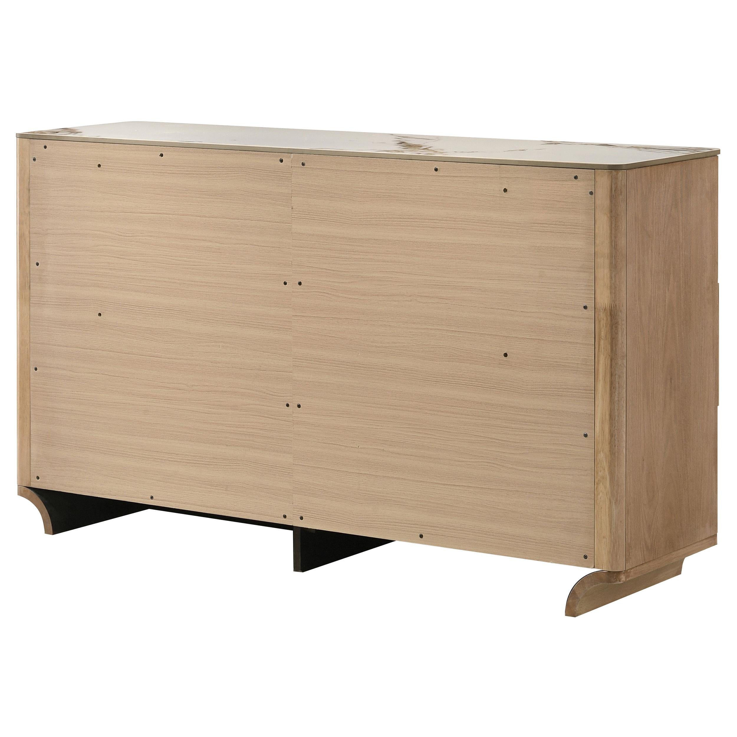  Coaster Furniture Leanne 223133 6-drawer Sinter Stone Top Dresser Cabinet - Light Oak IMAGE 9
