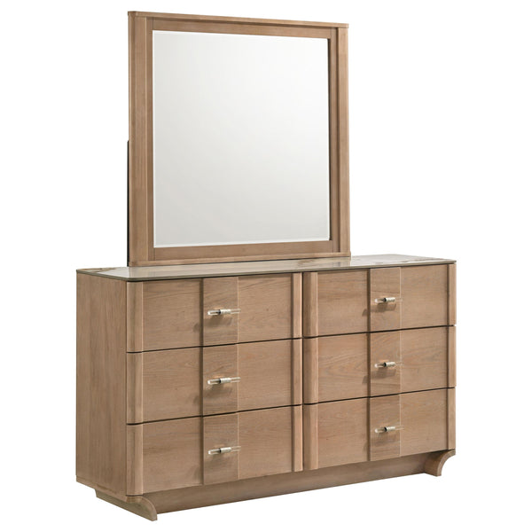 Coaster Furniture Leanne 223133M 6-drawer Sinter Stone Top Dresser and Mirror - Light Oak