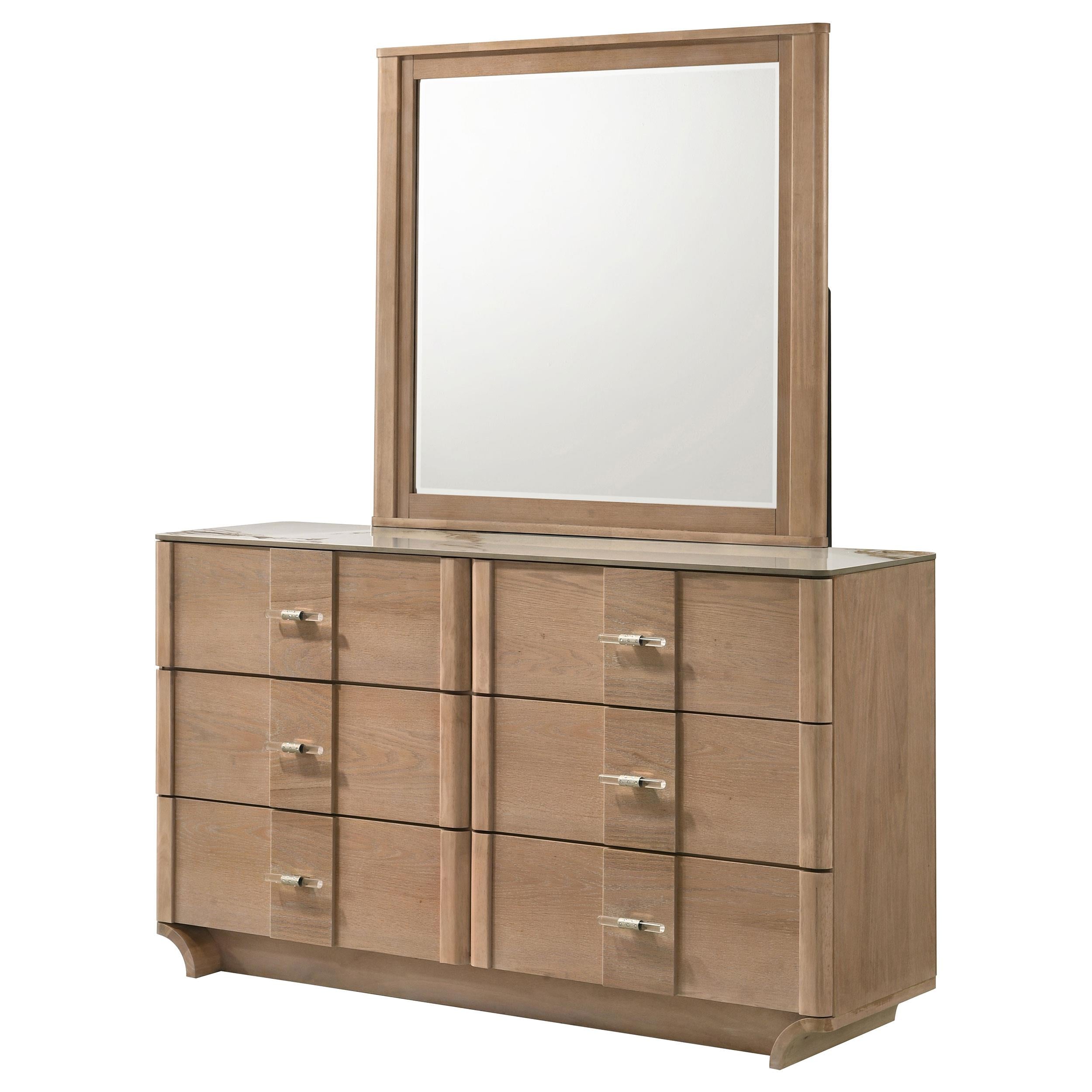  Coaster Furniture Leanne 223133M 6-drawer Sinter Stone Top Dresser and Mirror - Light Oak IMAGE 11