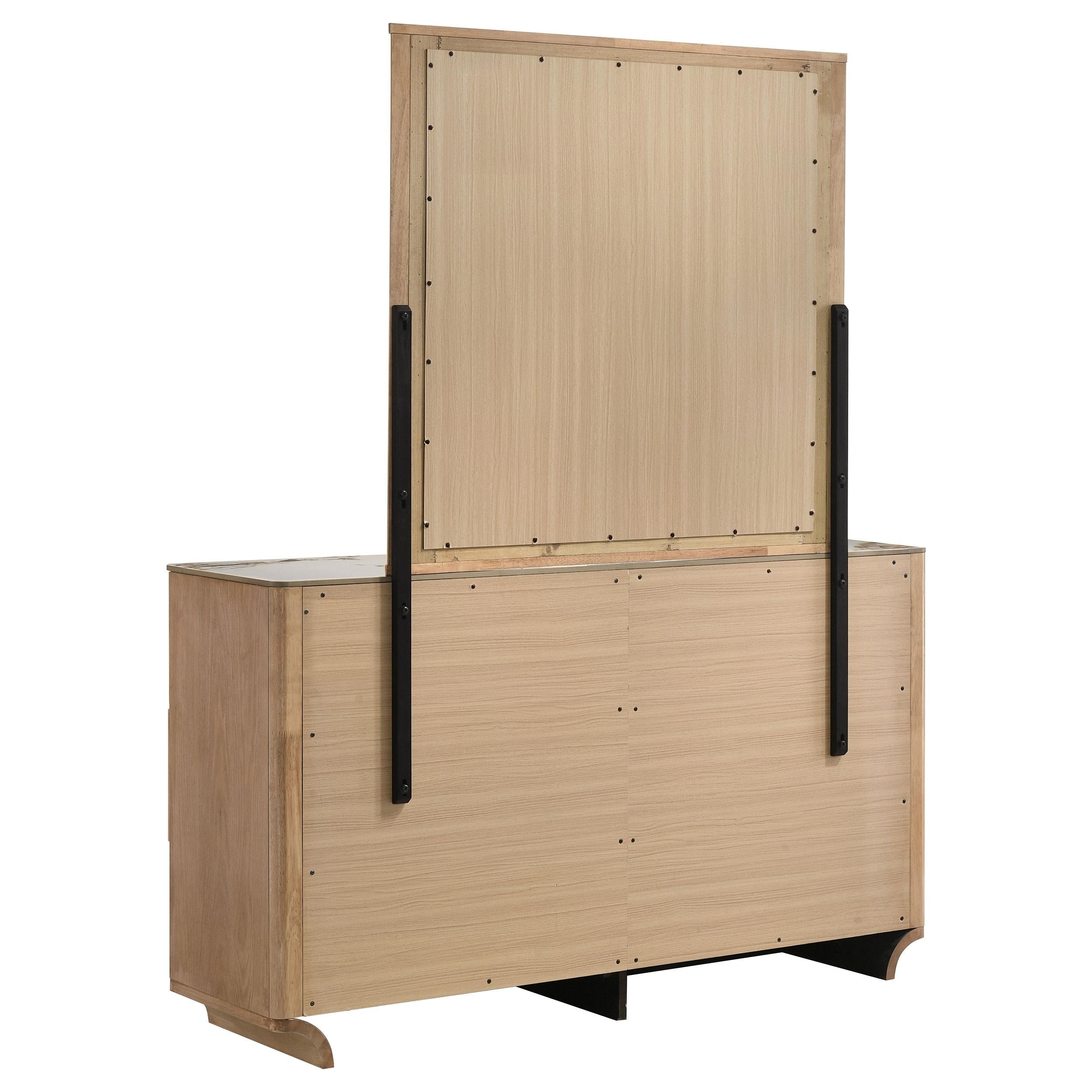  Coaster Furniture Leanne 223133M 6-drawer Sinter Stone Top Dresser and Mirror - Light Oak IMAGE 3