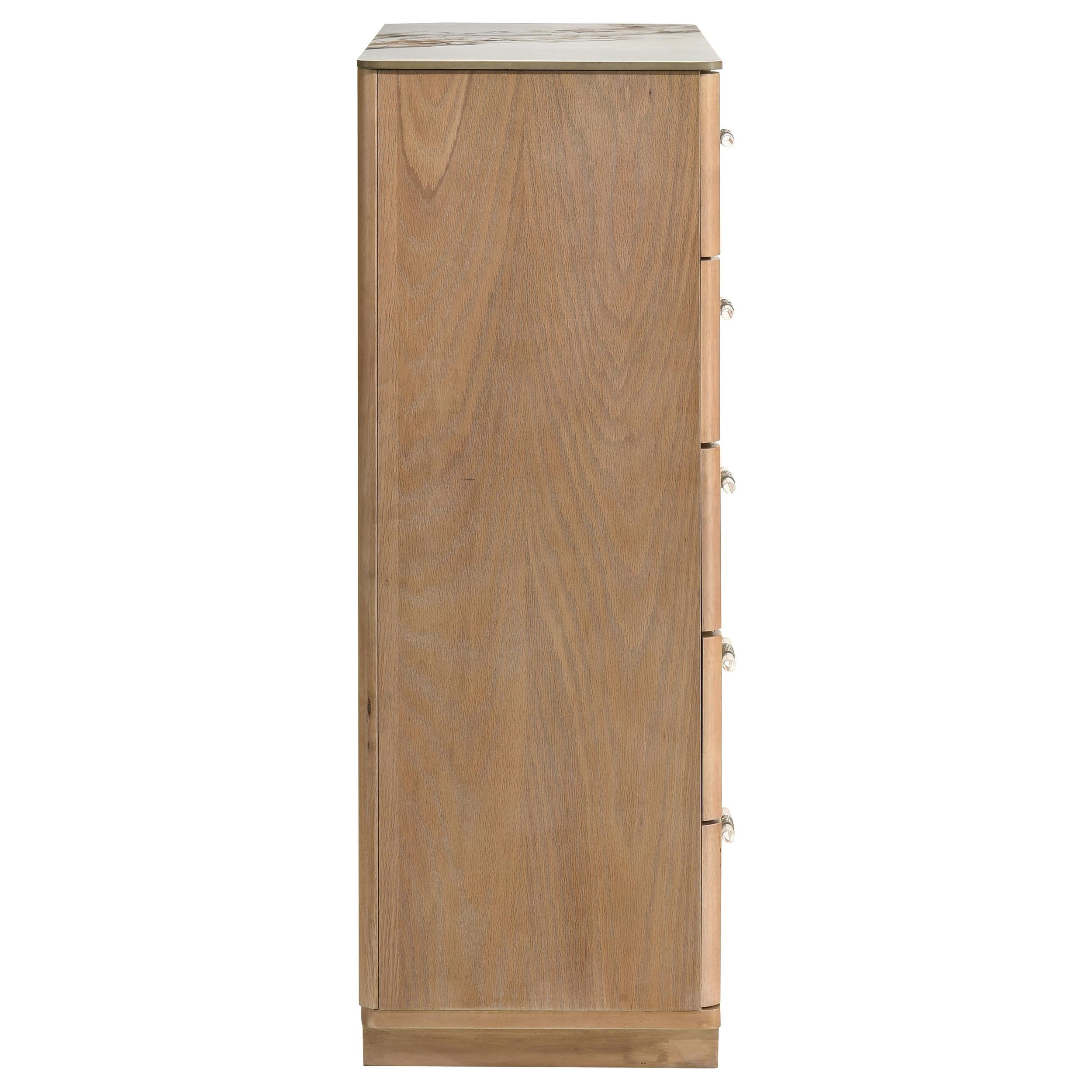  Coaster Furniture Leanne 223135 5-drawer Sinter Stone Top Chest - Light Oak IMAGE 10