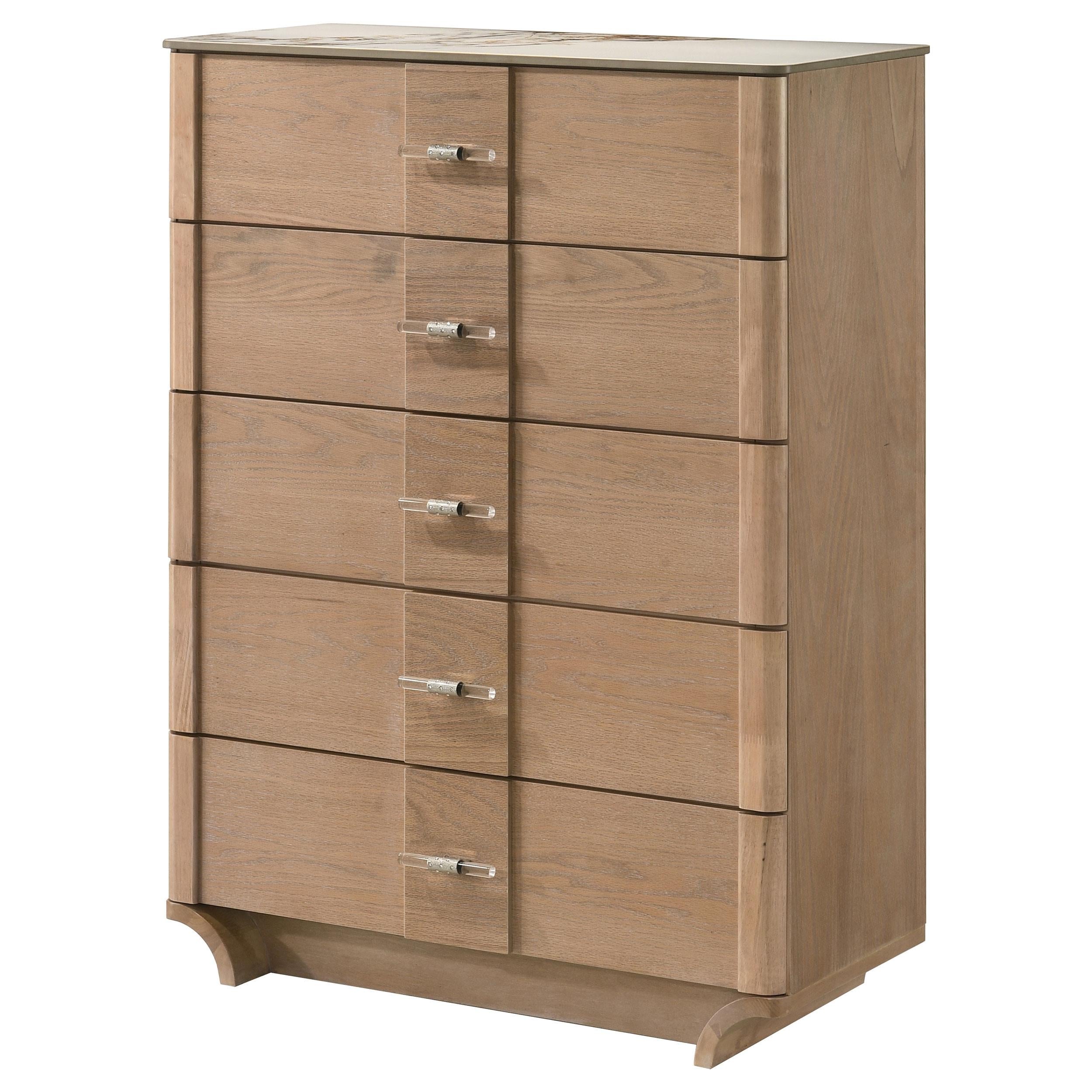  Coaster Furniture Leanne 223135 5-drawer Sinter Stone Top Chest - Light Oak IMAGE 11