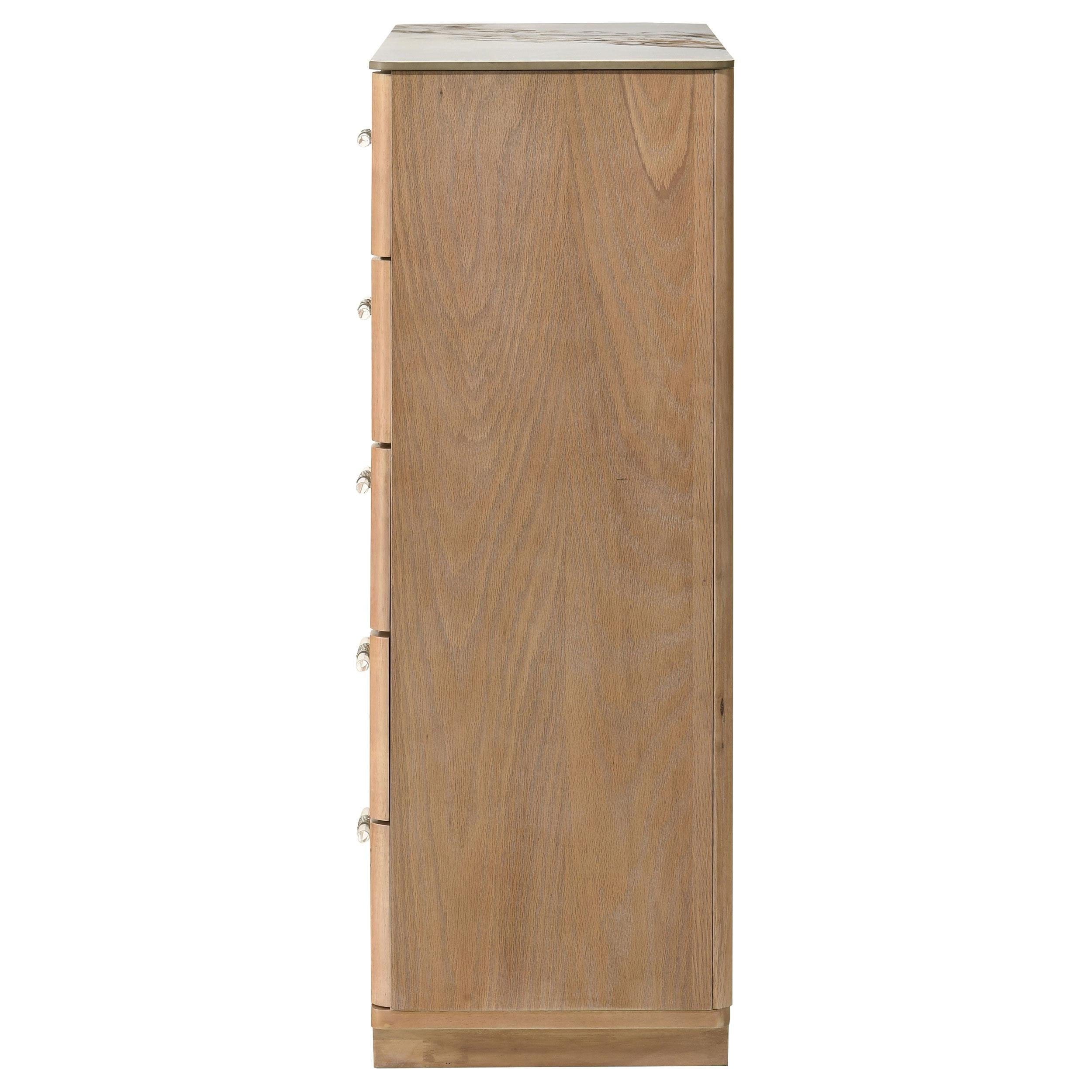  Coaster Furniture Leanne 223135 5-drawer Sinter Stone Top Chest - Light Oak IMAGE 14