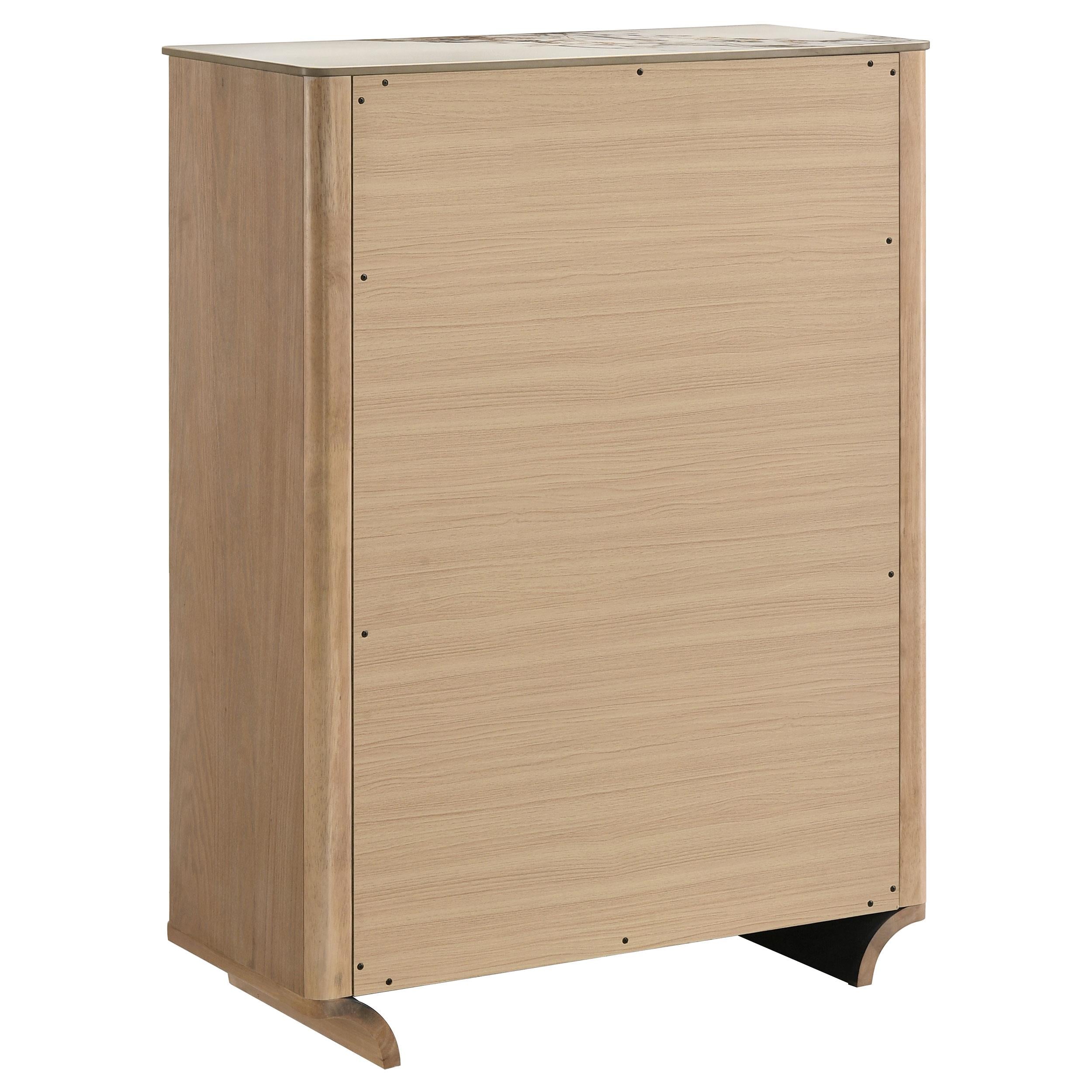  Coaster Furniture Leanne 223135 5-drawer Sinter Stone Top Chest - Light Oak IMAGE 2
