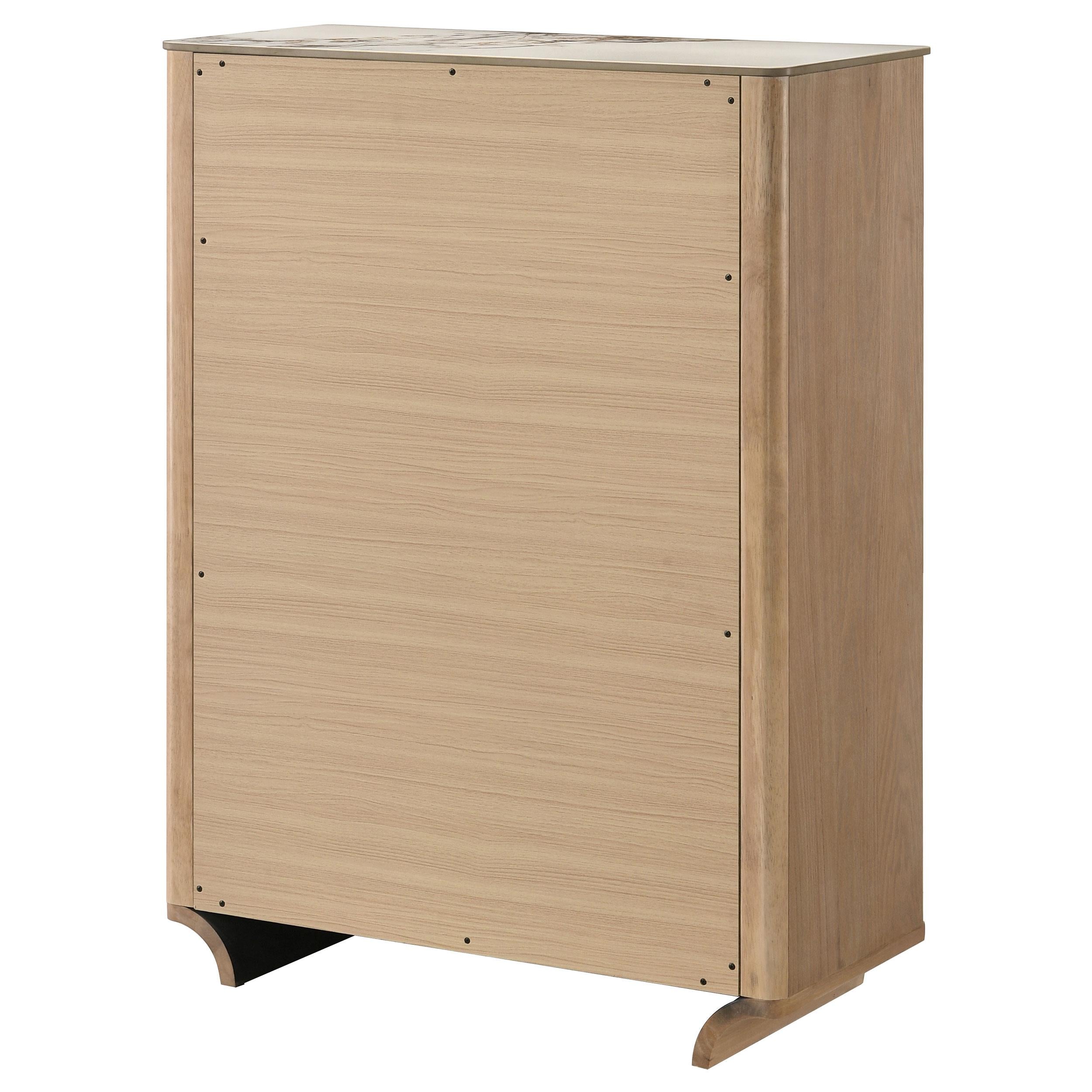  Coaster Furniture Leanne 223135 5-drawer Sinter Stone Top Chest - Light Oak IMAGE 7