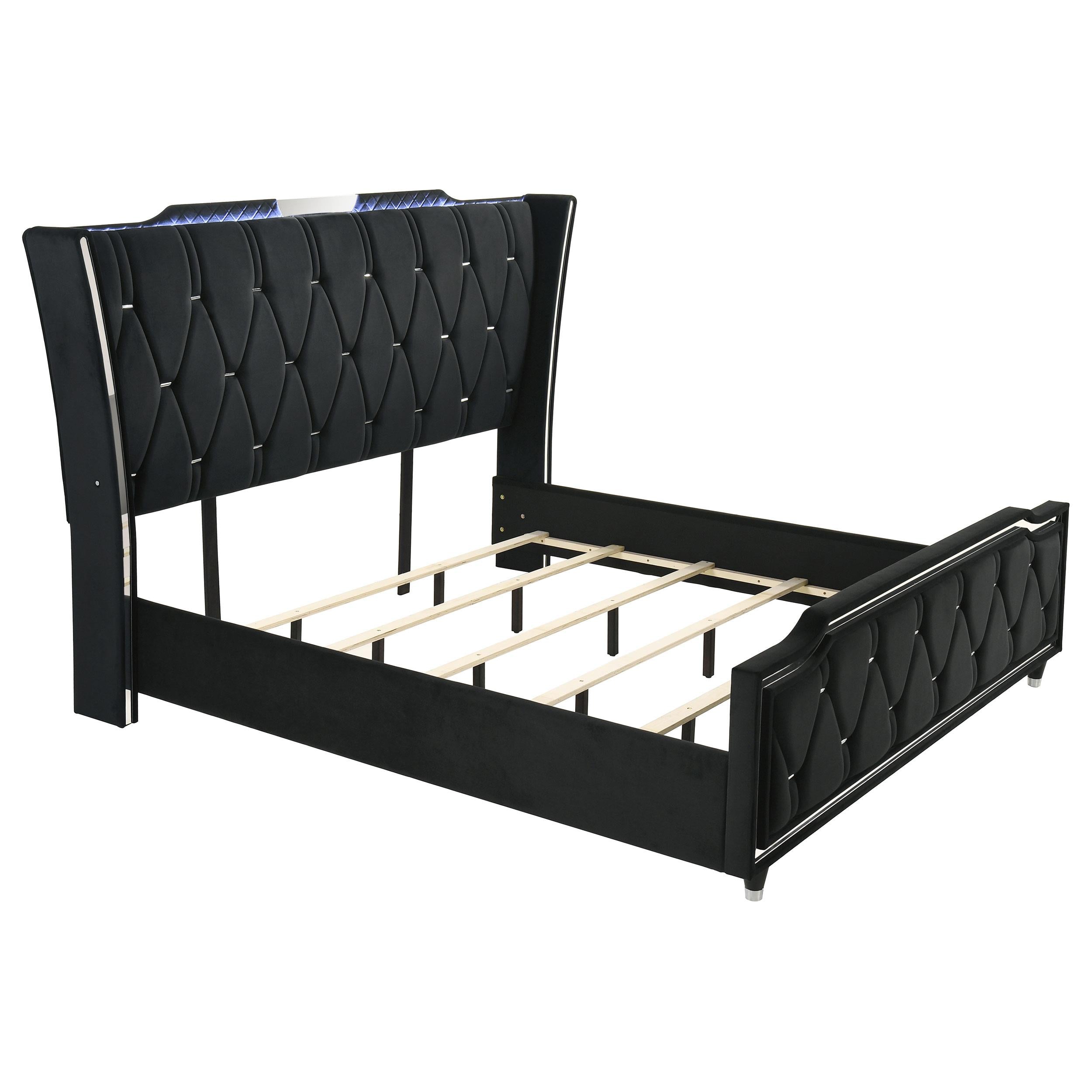  Coaster Furniture Lorient 223161KW California King LED Upholstered Bed - Black IMAGE 1