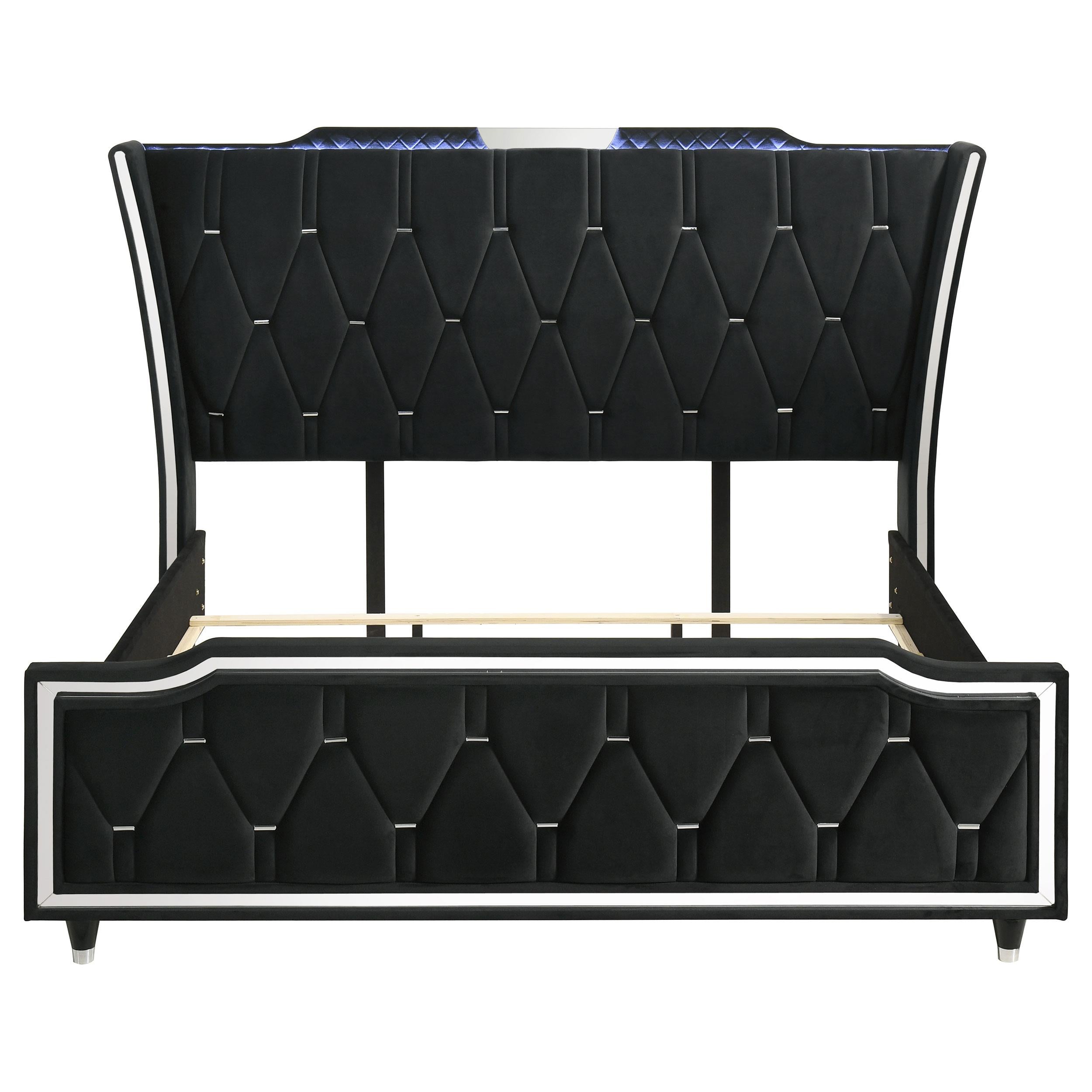  Coaster Furniture Lorient 223161KW California King LED Upholstered Bed - Black IMAGE 2