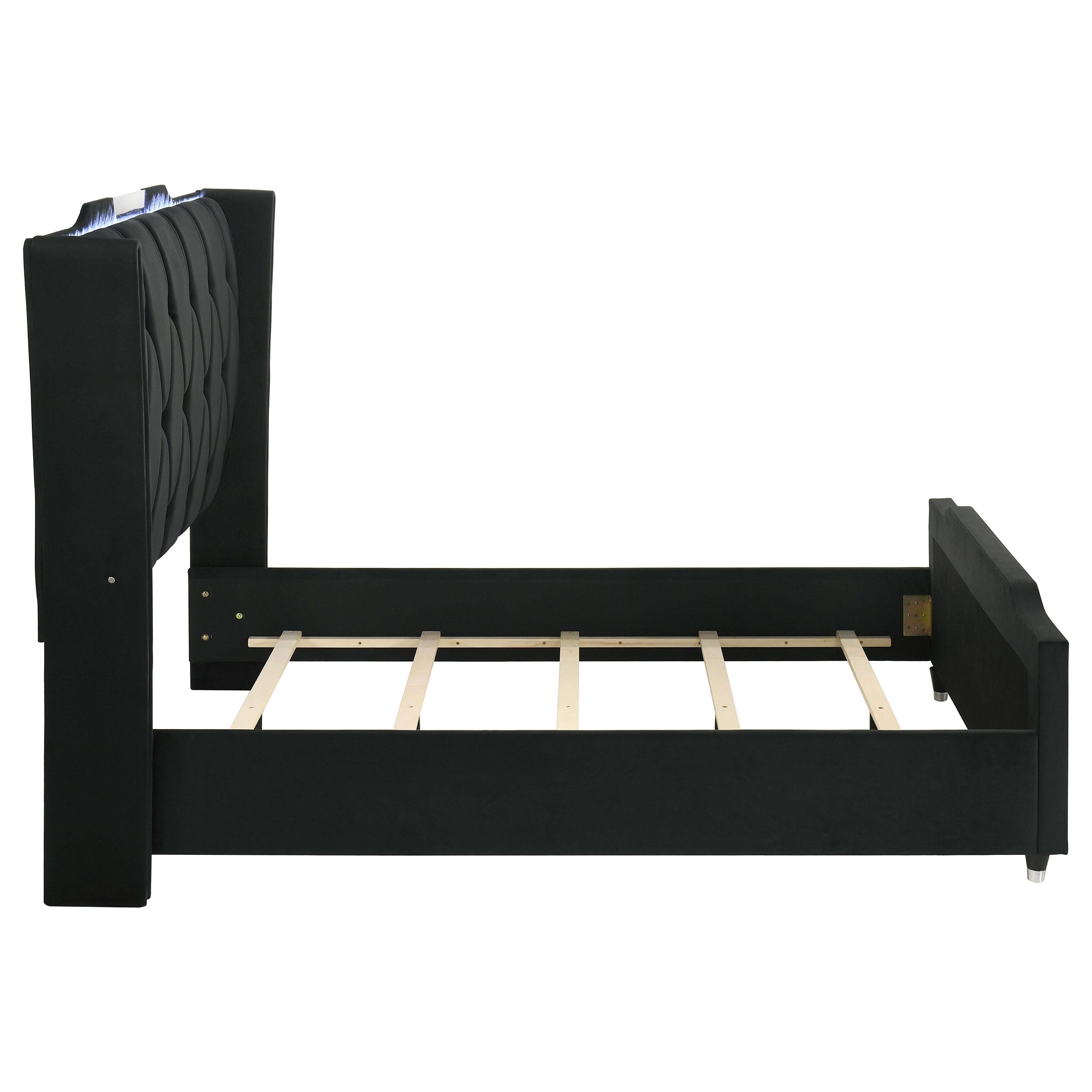  Coaster Furniture Lorient 223161Q Queen LED Upholstered Wingback Bed - Black IMAGE 8