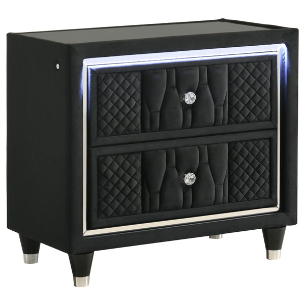 Coaster Furniture Lorient 223162 2-drawer LED Nightstand with USB - Black