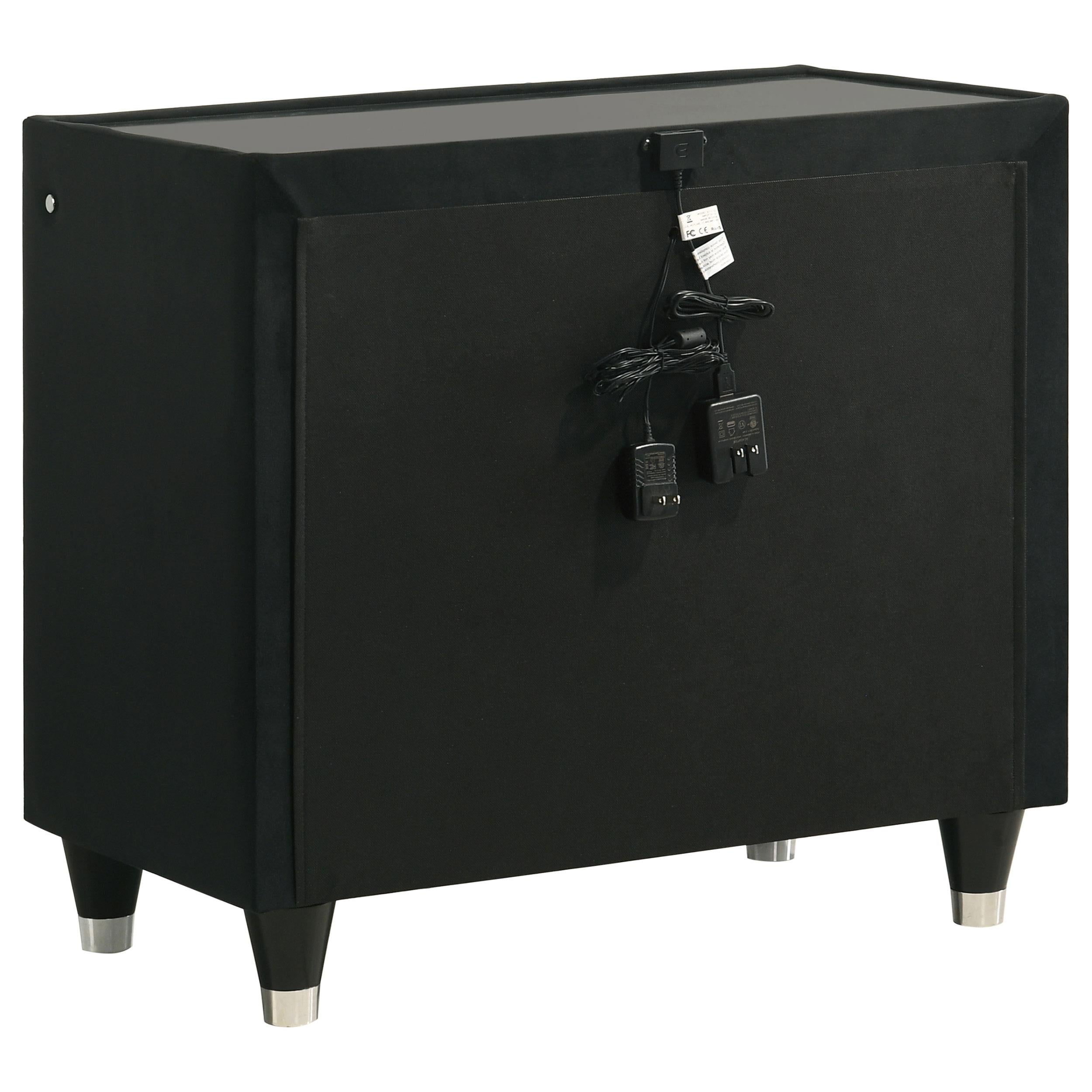  Coaster Furniture Lorient 223162 2-drawer LED Nightstand with USB - Black IMAGE 2