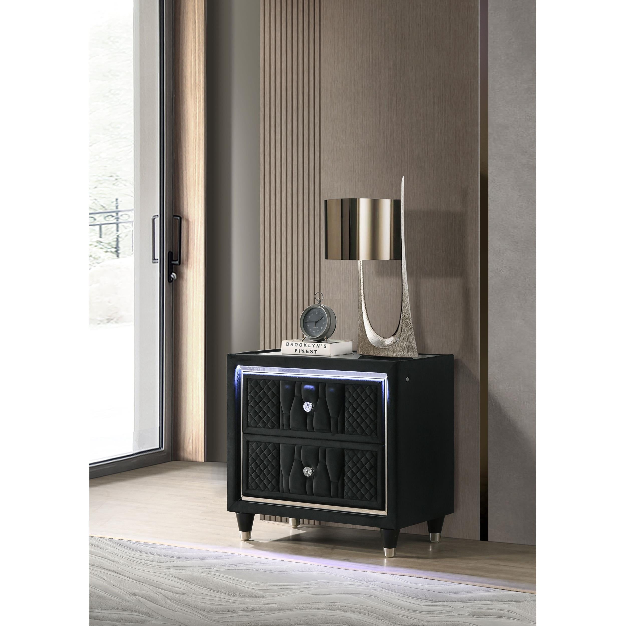  Coaster Furniture Lorient 223162 2-drawer LED Nightstand with USB - Black IMAGE 5