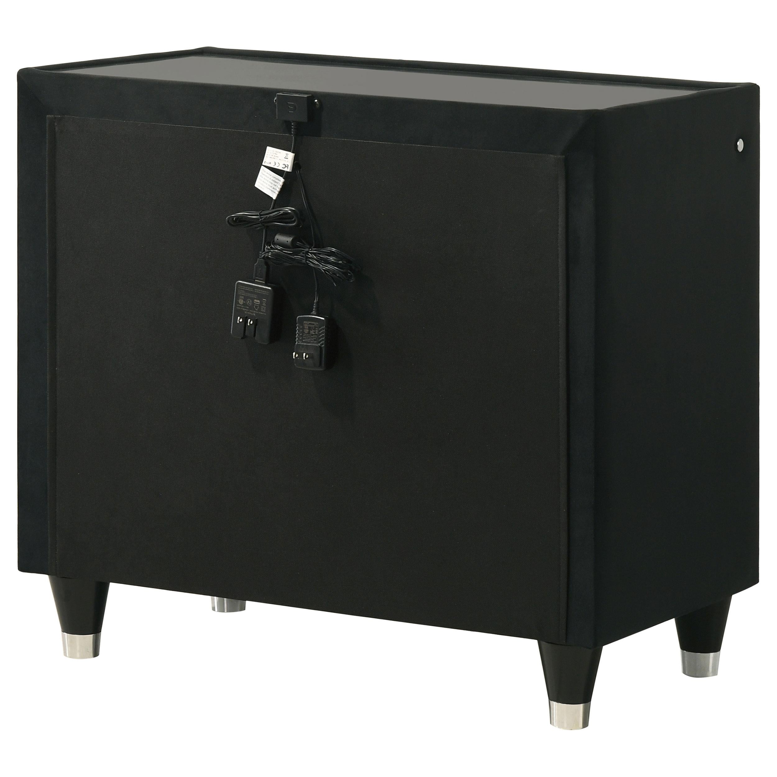  Coaster Furniture Lorient 223162 2-drawer LED Nightstand with USB - Black IMAGE 7