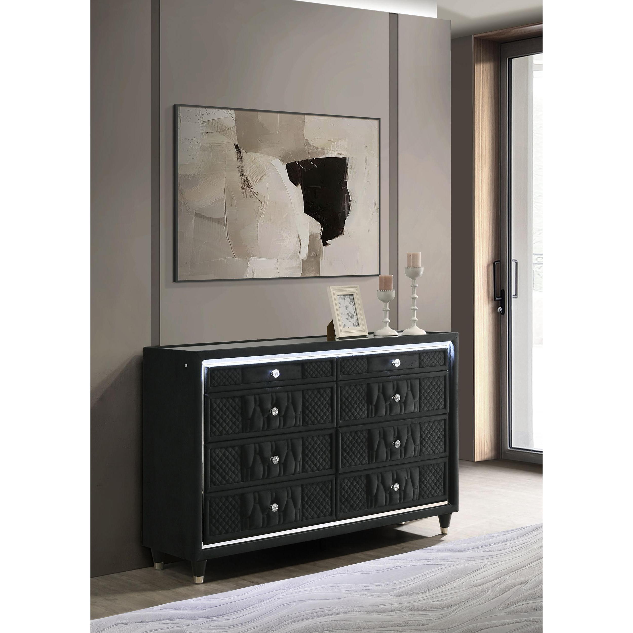  Coaster Furniture Lorient 223163 8-drawer LED Bedroom Dresser Cabinet - Black IMAGE 2