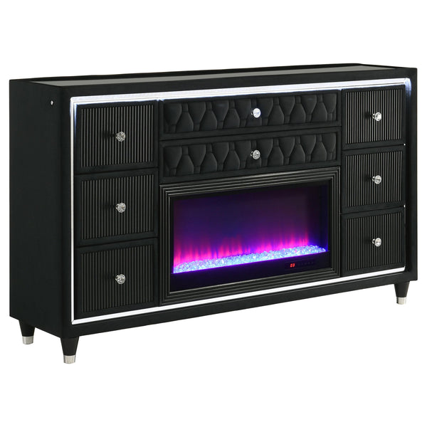 Coaster Furniture Lorient 223163FB 8-drawer LED Bedroom Flame Box Dresser - Black