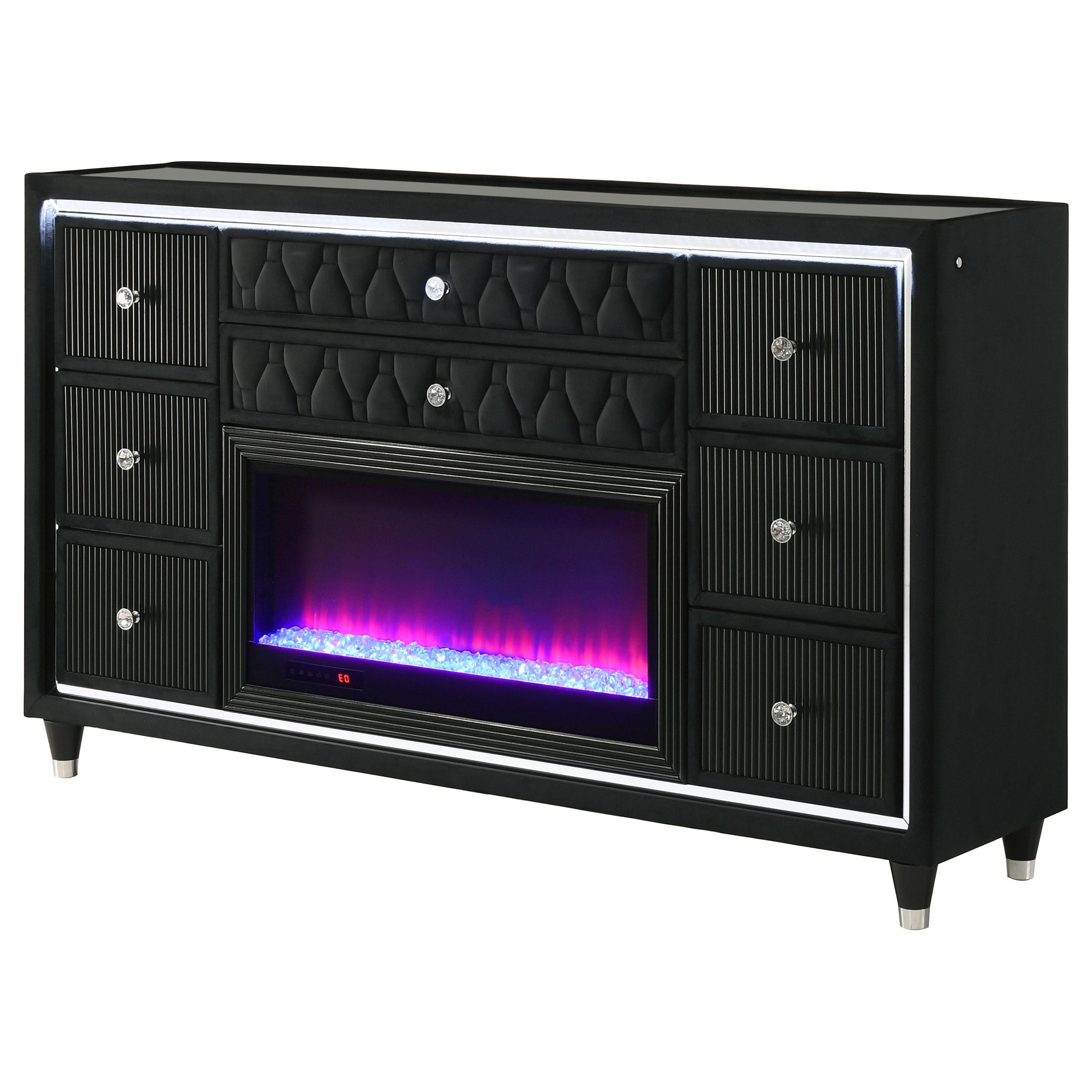  Coaster Furniture Lorient 223163FB 8-drawer LED Bedroom Flame Box Dresser - Black IMAGE 12