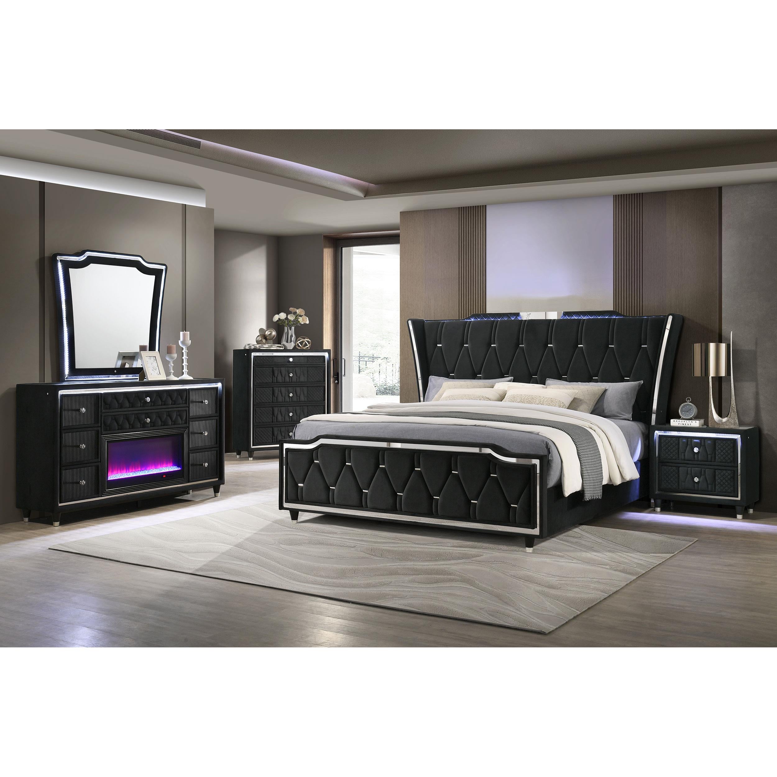  Coaster Furniture Lorient 223163FB 8-drawer LED Bedroom Flame Box Dresser - Black IMAGE 16