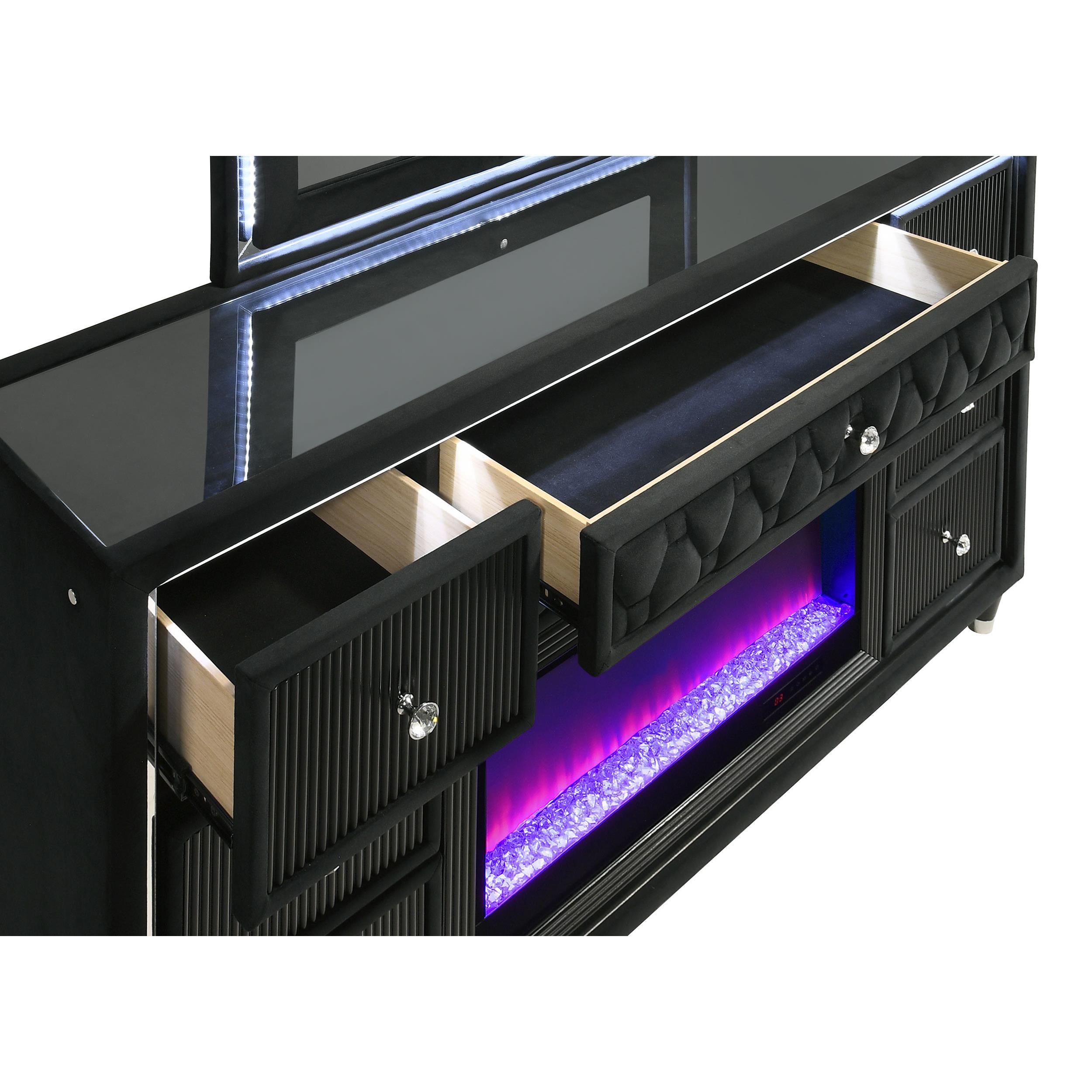  Coaster Furniture Lorient 223163FB 8-drawer LED Bedroom Flame Box Dresser - Black IMAGE 3