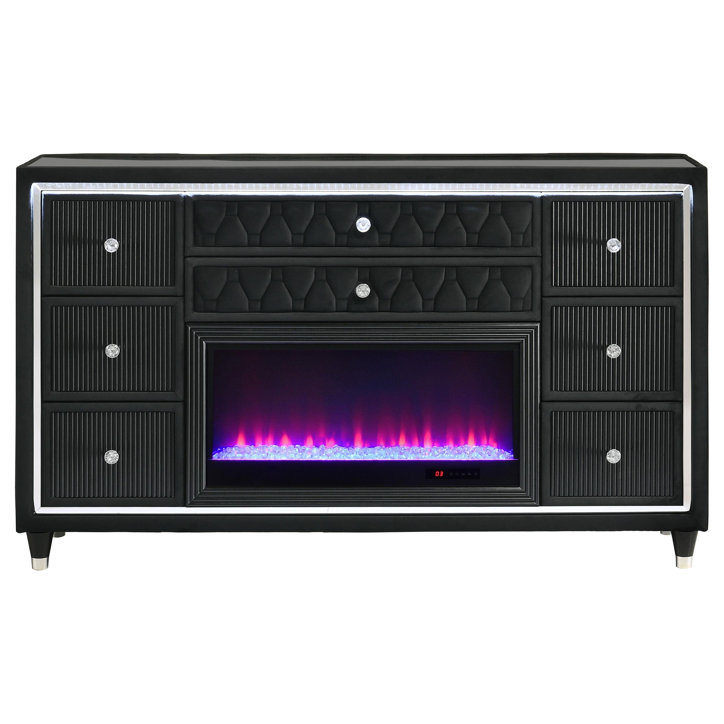  Coaster Furniture Lorient 223163FB 8-drawer LED Bedroom Flame Box Dresser - Black IMAGE 9