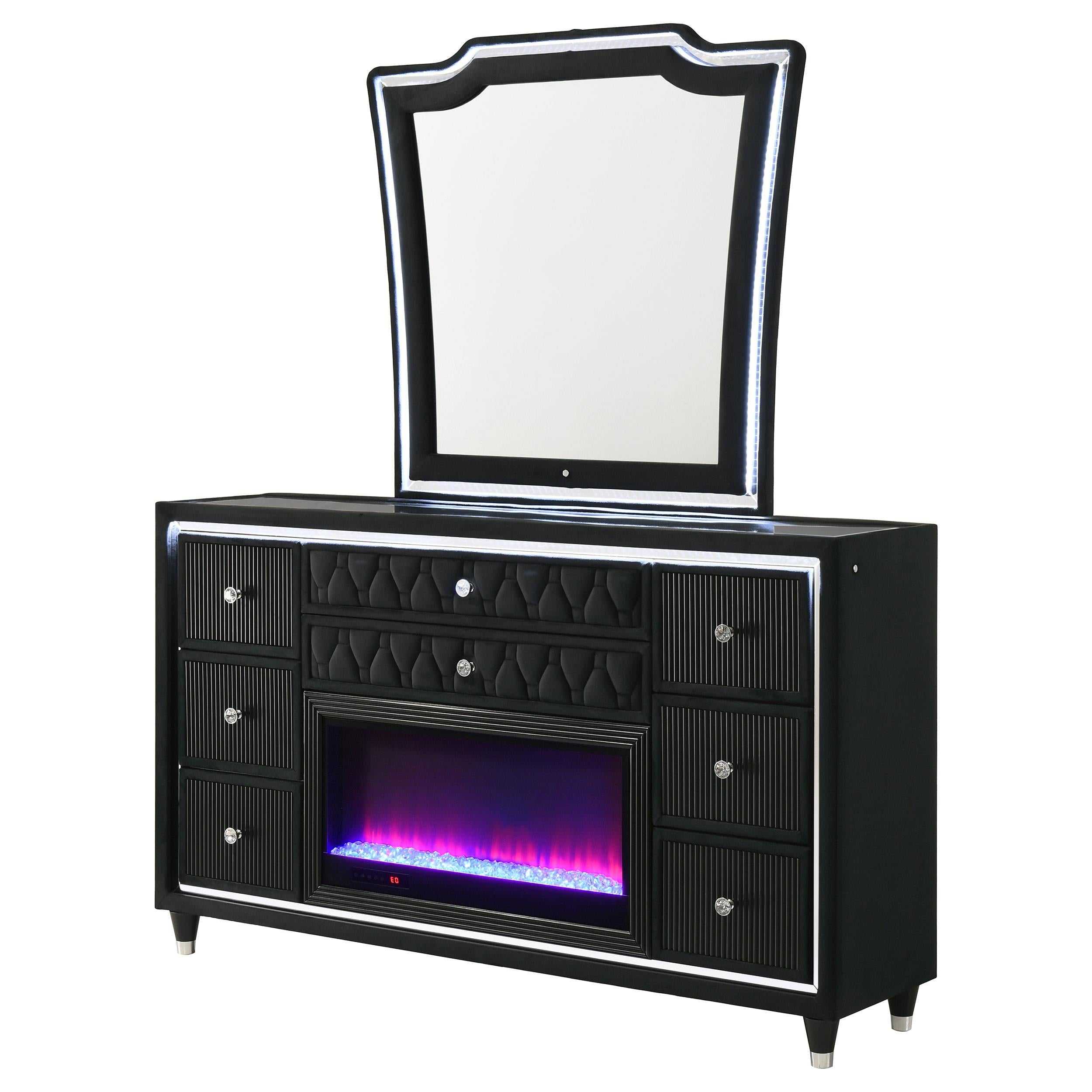  Coaster Furniture Lorient 223163FBM 8-drawer LED Flame Box Dresser and Mirror - Black IMAGE 10
