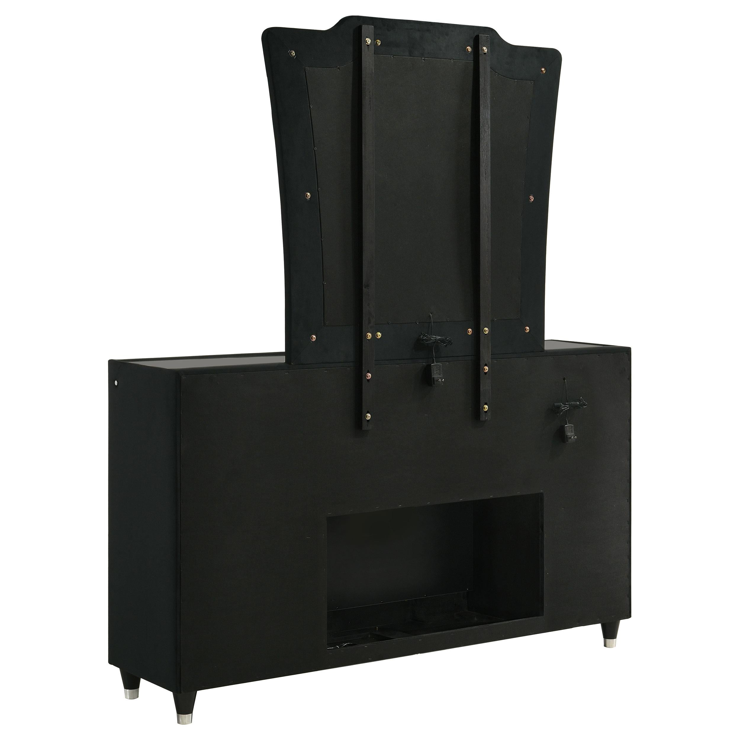  Coaster Furniture Lorient 223163FBM 8-drawer LED Flame Box Dresser and Mirror - Black IMAGE 2