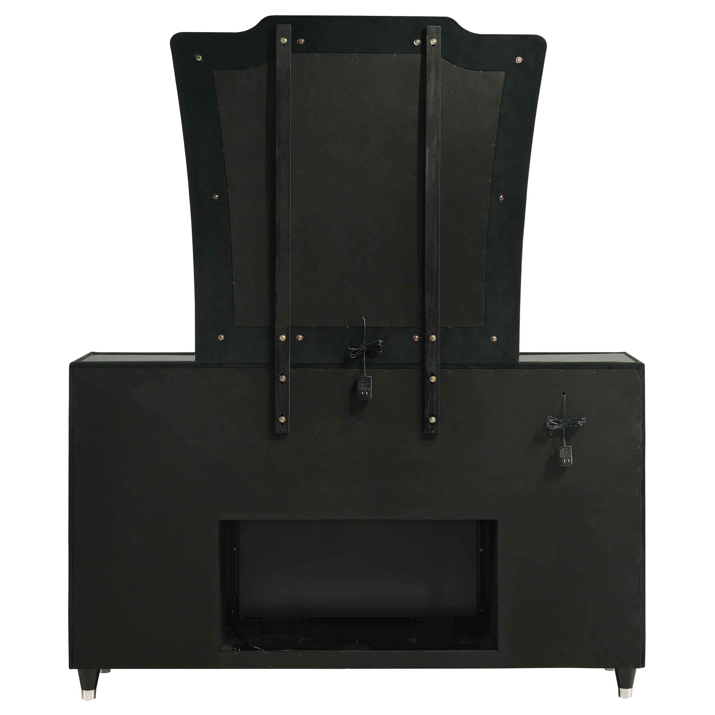  Coaster Furniture Lorient 223163FBM 8-drawer LED Flame Box Dresser and Mirror - Black IMAGE 4
