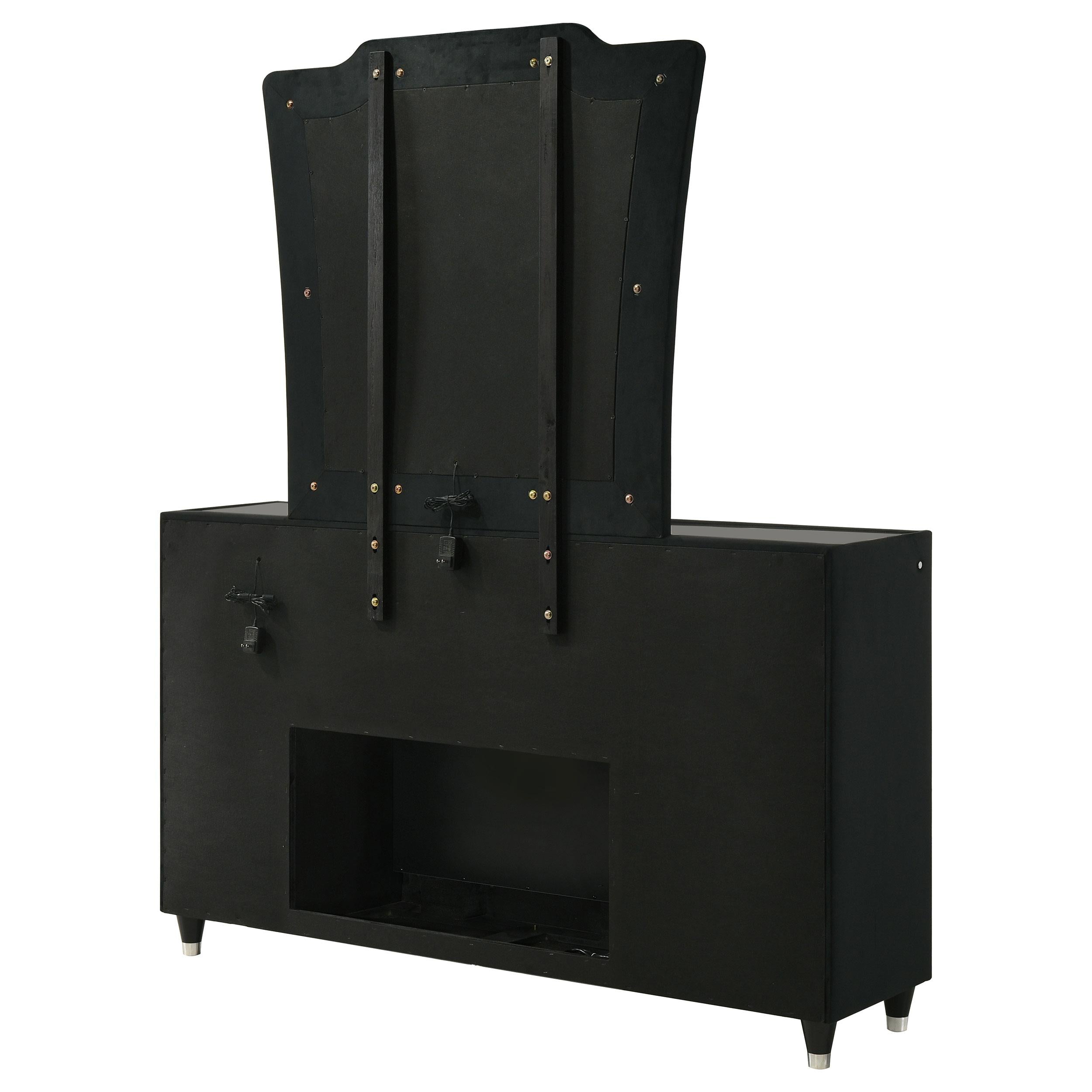  Coaster Furniture Lorient 223163FBM 8-drawer LED Flame Box Dresser and Mirror - Black IMAGE 6