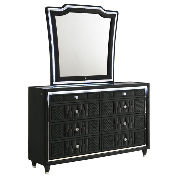Coaster Furniture Lorient 223163M 8-drawer LED Dresser with Mirror - Black