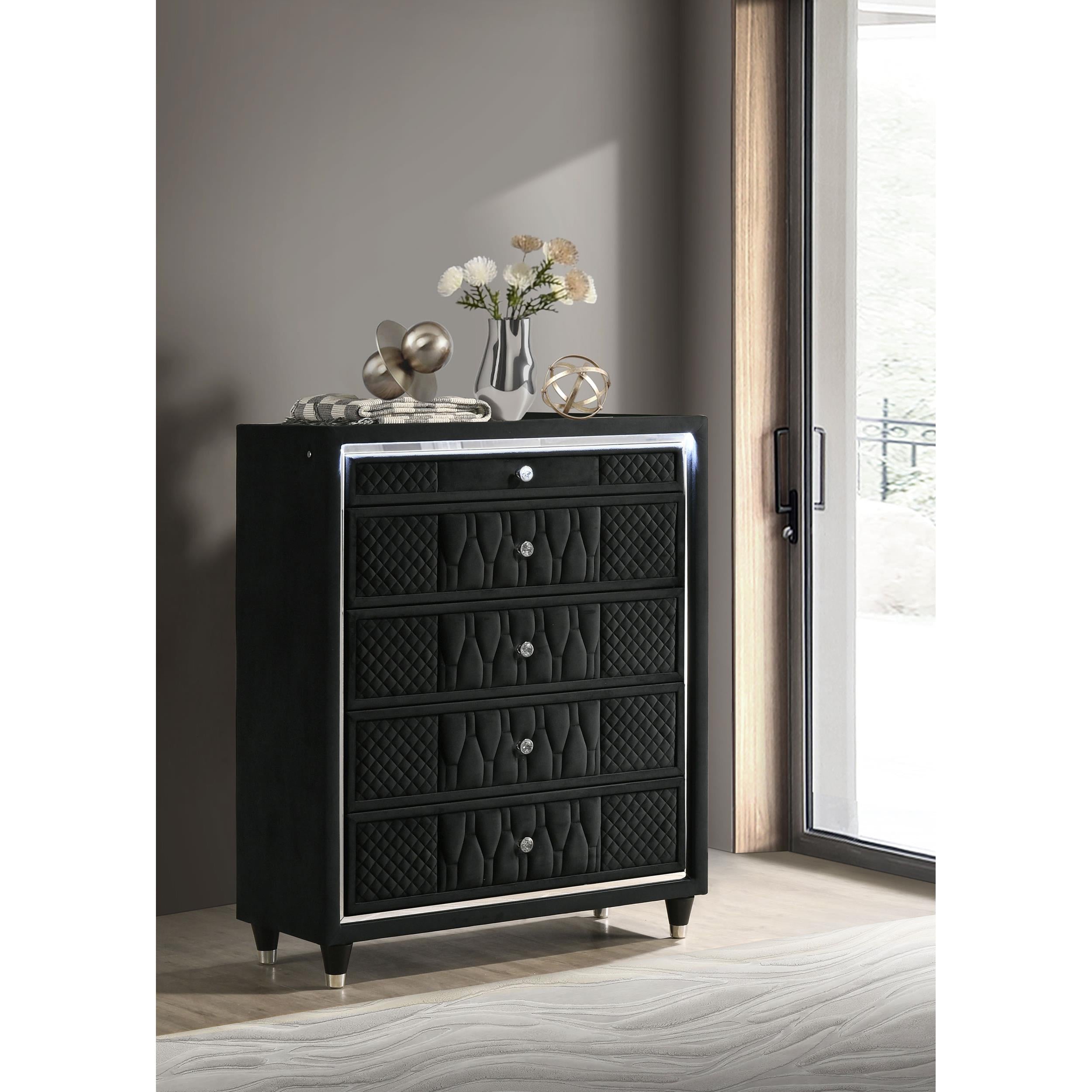  Coaster Furniture Lorient 223165 5-drawer LED Chest - Black IMAGE 5