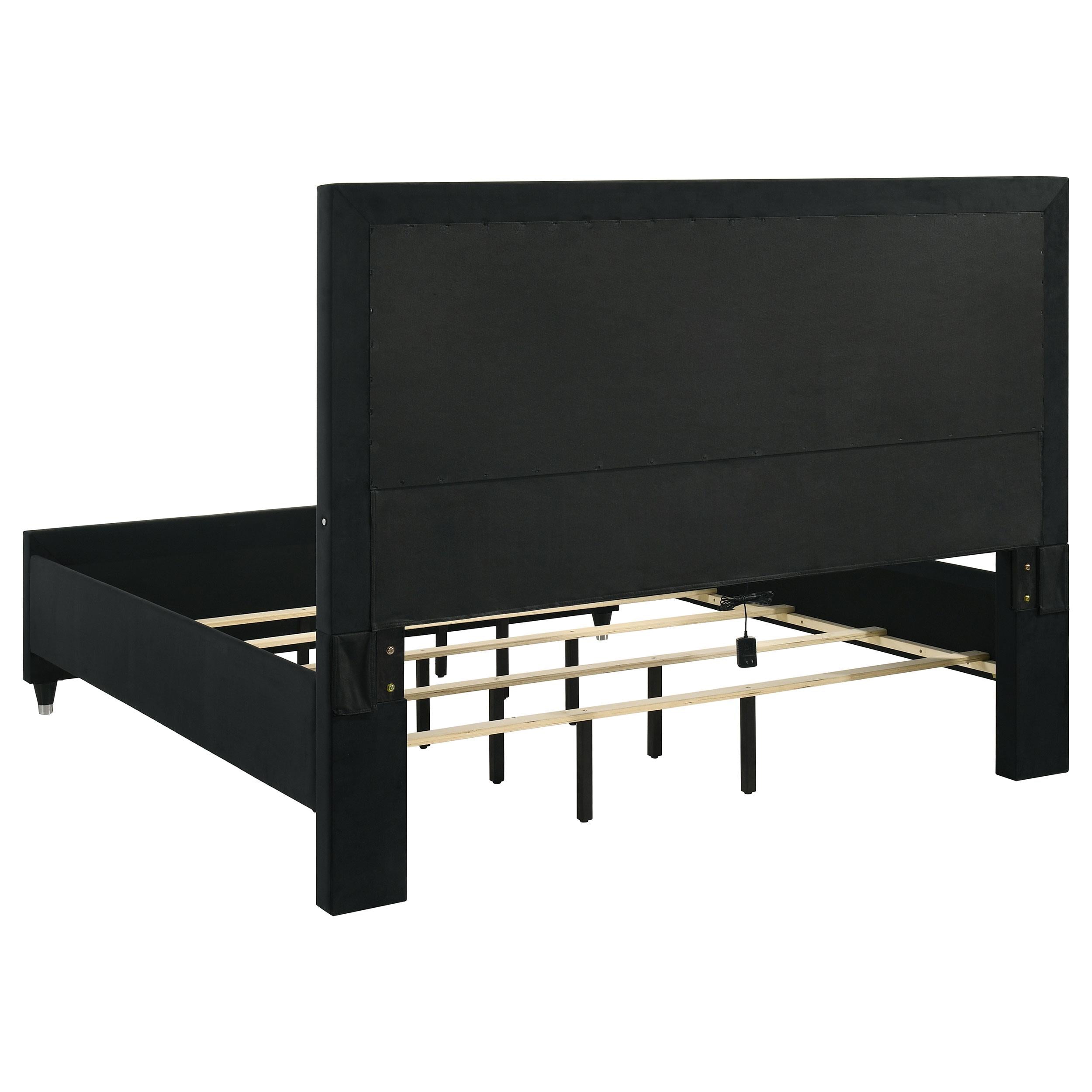  Coaster Furniture Ravenne 223191KE Velvet Upholstered Eastern King LED Panel Bed - Black IMAGE 6