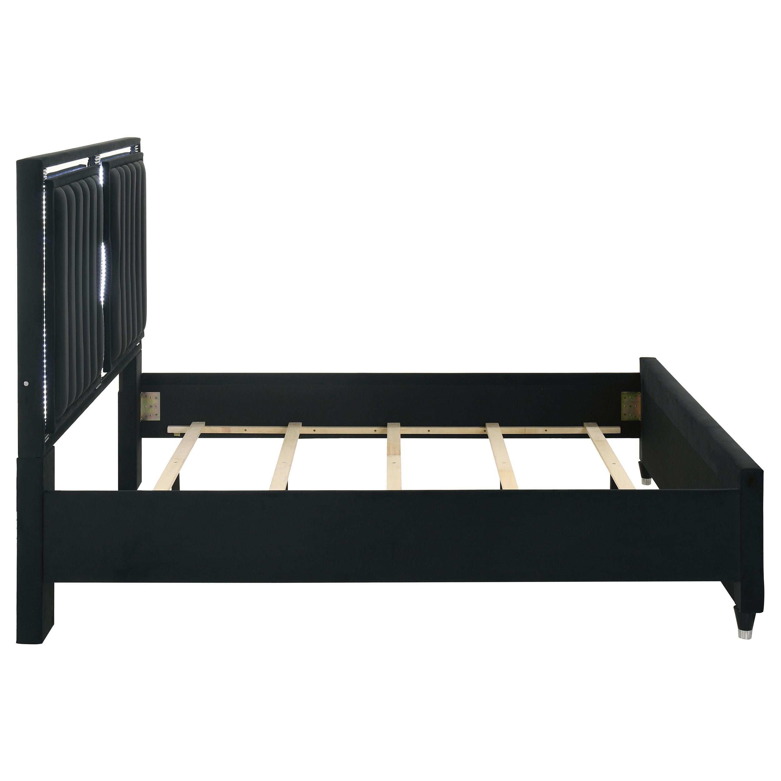  Coaster Furniture Ravenne 223191KE Velvet Upholstered Eastern King LED Panel Bed - Black IMAGE 9