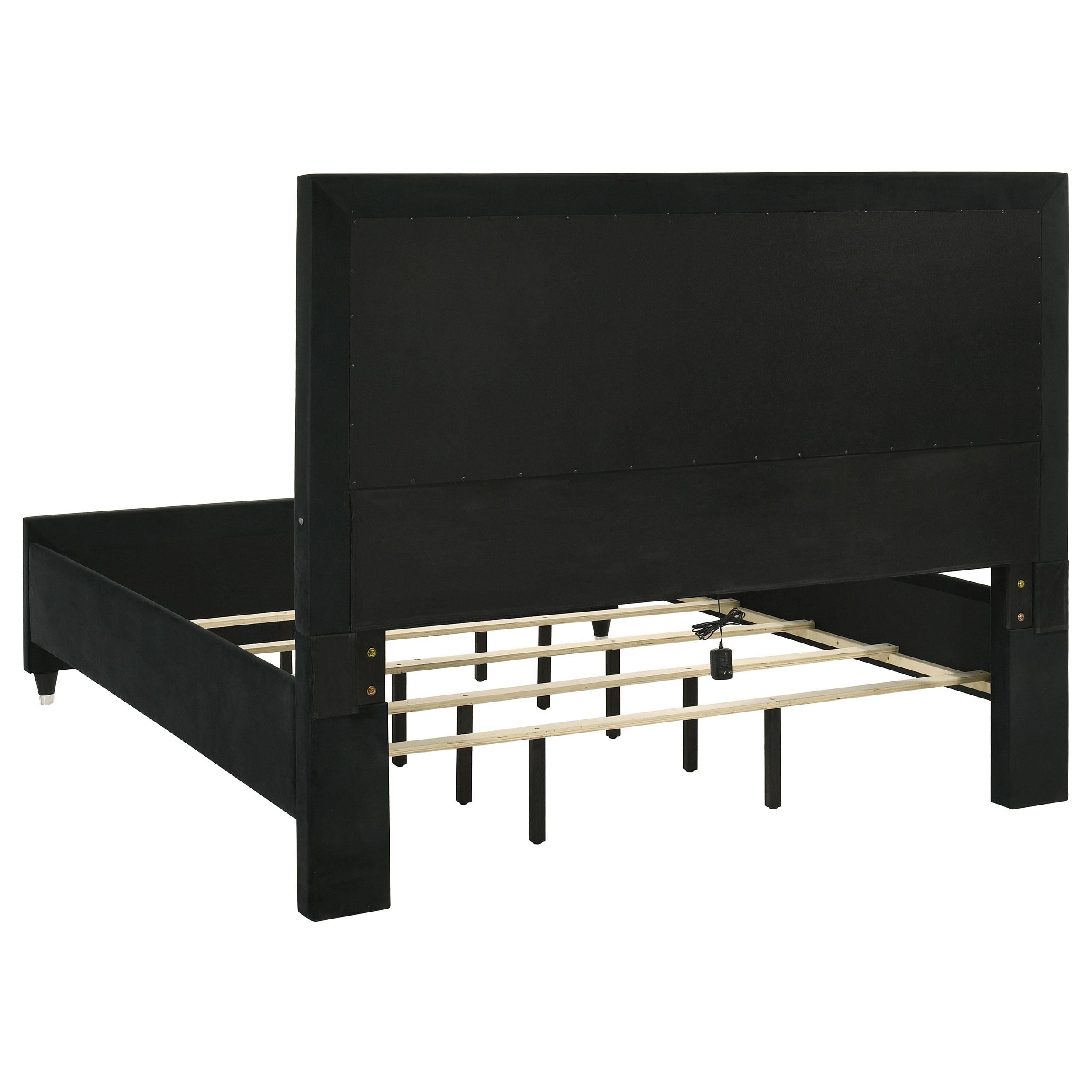  Coaster Furniture Ravenne 223191KW Velvet Upholstered California King LED Panel Bed - Black IMAGE 5