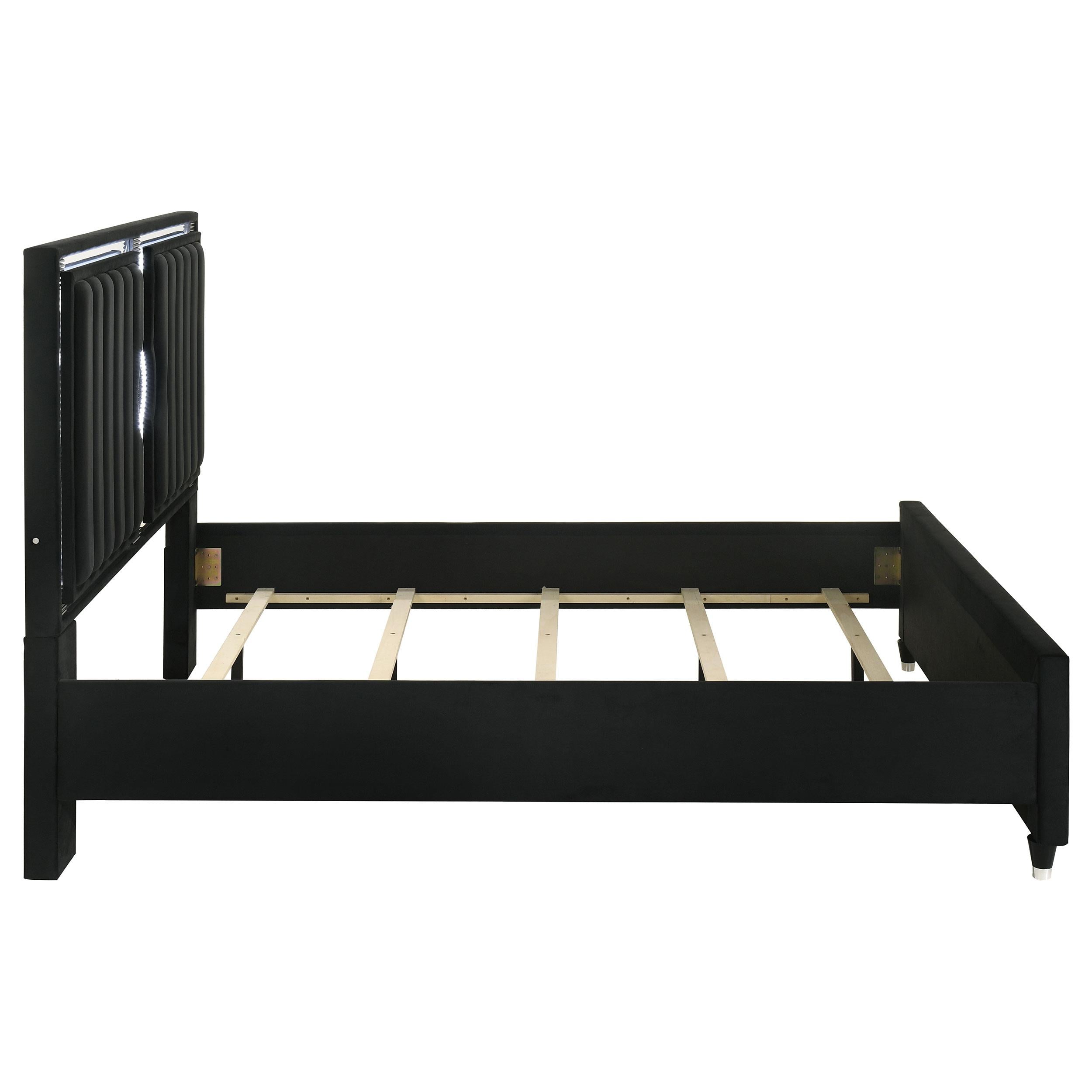  Coaster Furniture Ravenne 223191KW Velvet Upholstered California King LED Panel Bed - Black IMAGE 7