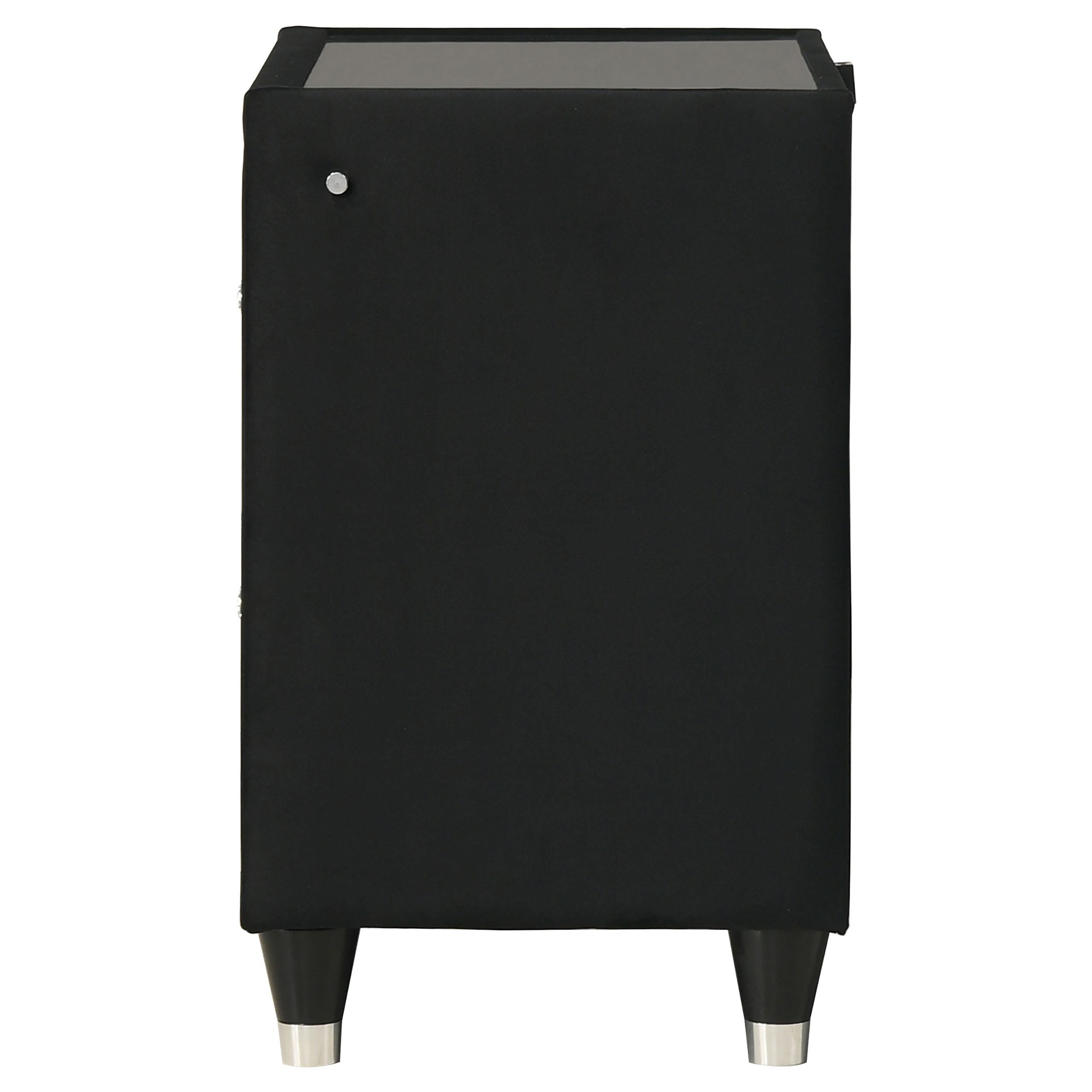 Coaster Furniture Ravenne 223192 2-drawer Velvet Upholstered LED Nightstand with USB - Black IMAGE 14