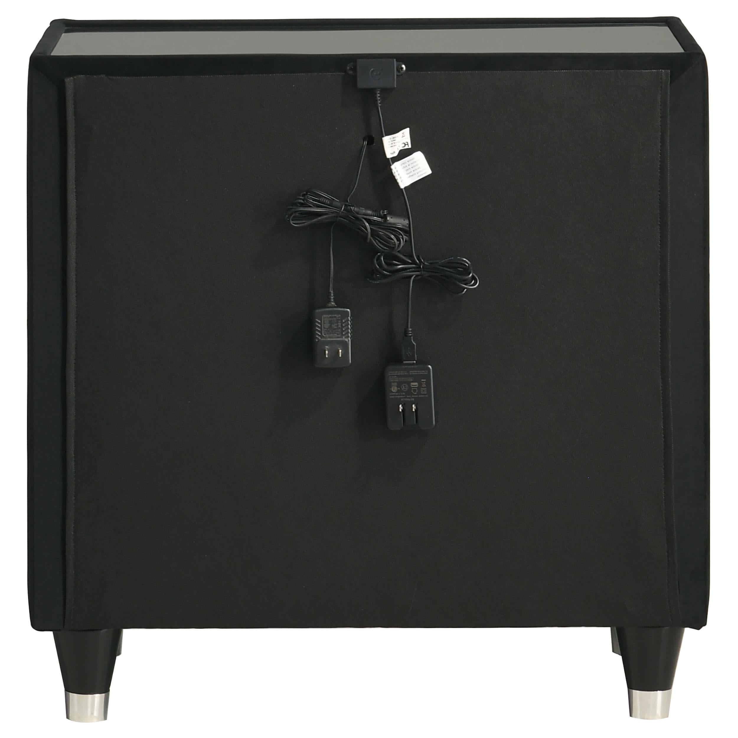  Coaster Furniture Ravenne 223192 2-drawer Velvet Upholstered LED Nightstand with USB - Black IMAGE 5
