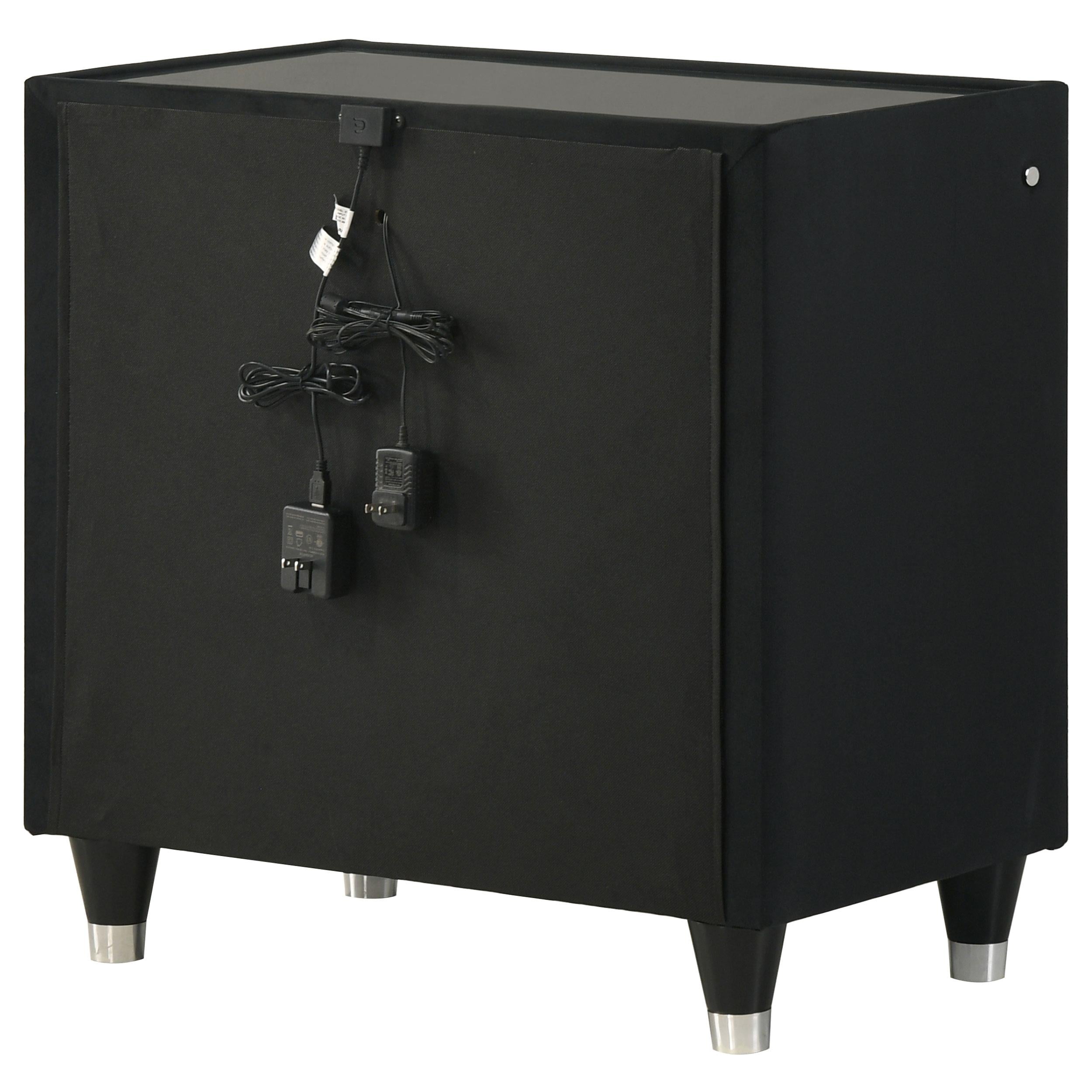  Coaster Furniture Ravenne 223192 2-drawer Velvet Upholstered LED Nightstand with USB - Black IMAGE 7
