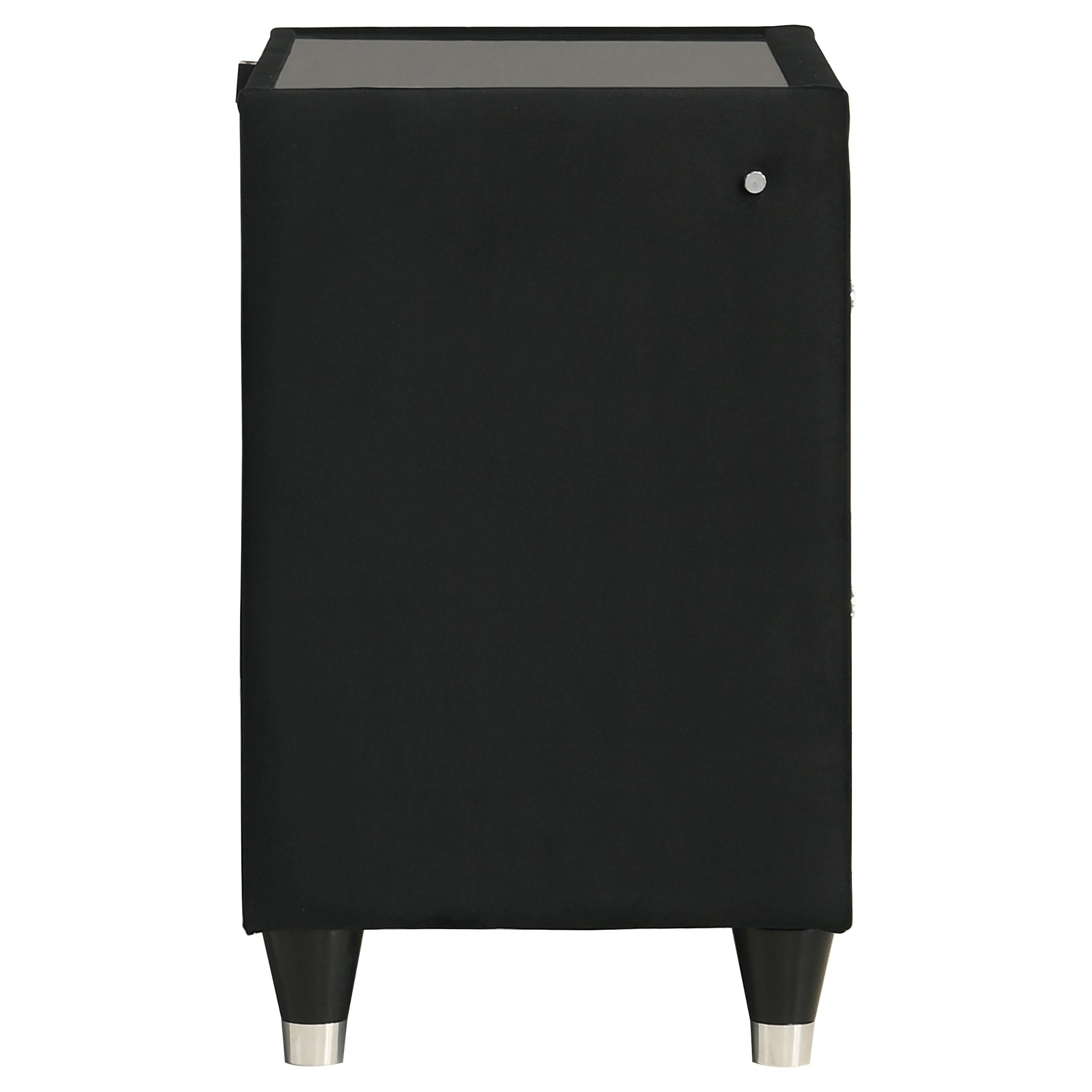  Coaster Furniture Ravenne 223192 2-drawer Velvet Upholstered LED Nightstand with USB - Black IMAGE 9