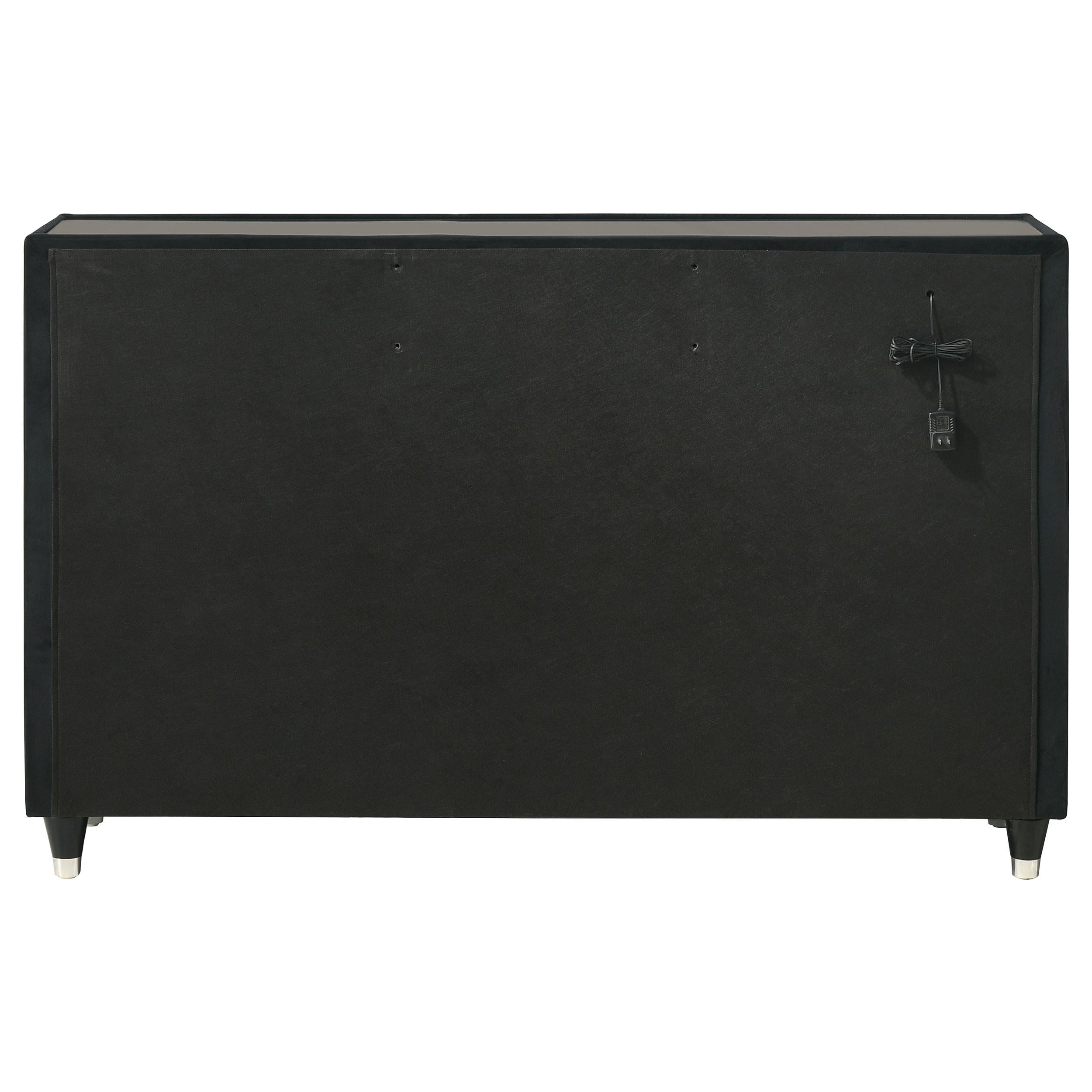  Coaster Furniture Ravenne 223193 8-drawer Velvet Upholstered LED Dresser Cabinet - Black IMAGE 4