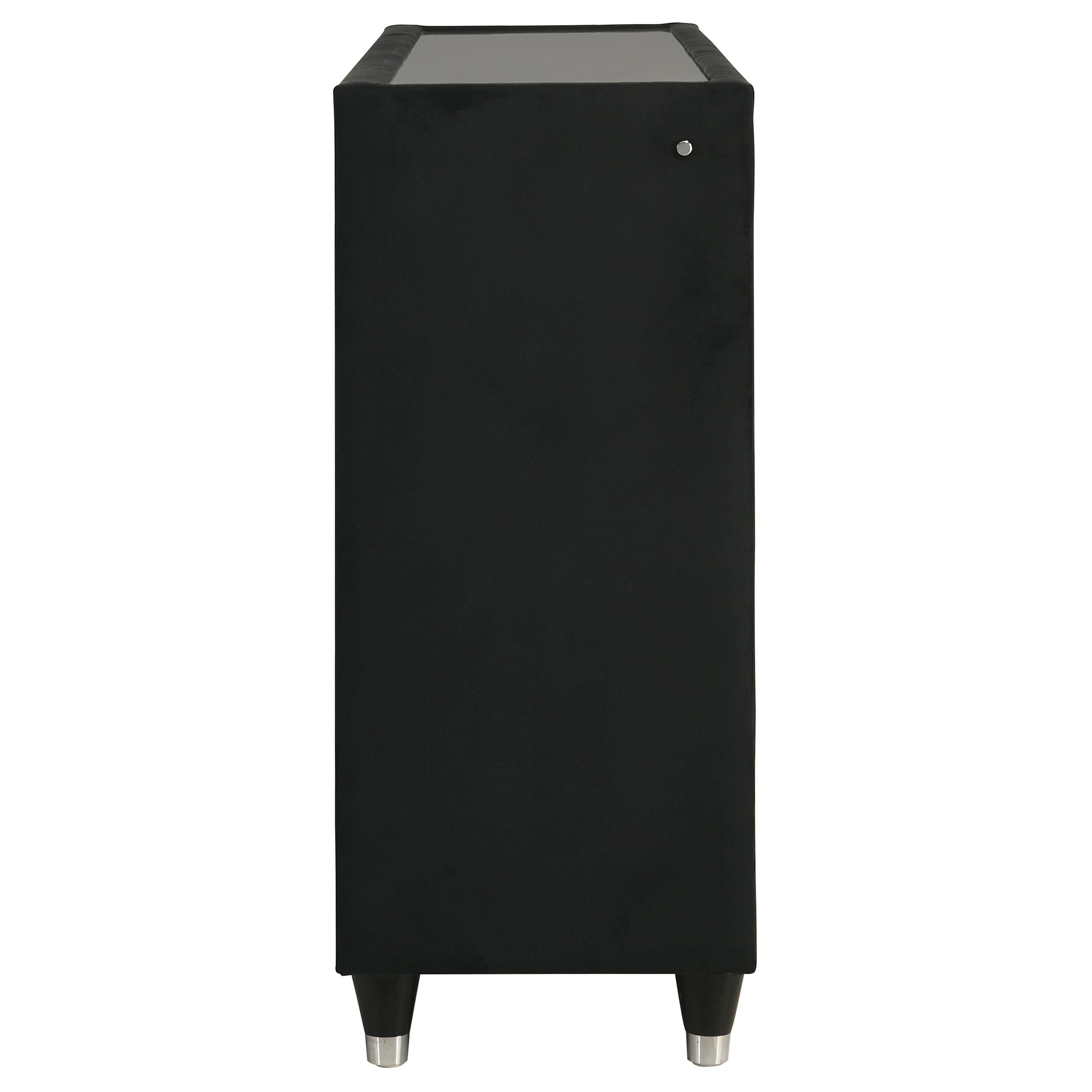  Coaster Furniture Ravenne 223193 8-drawer Velvet Upholstered LED Dresser Cabinet - Black IMAGE 9
