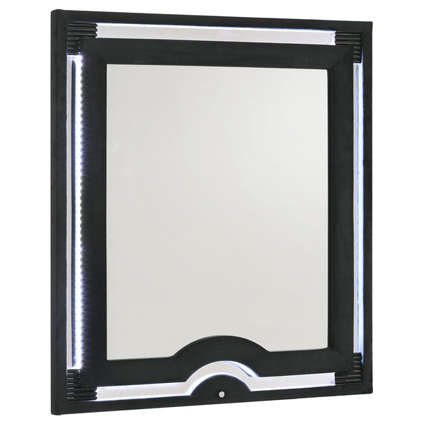 Coaster Furniture Ravenne 223194 Velvet Upholstered LED Dresser Mirror - Black